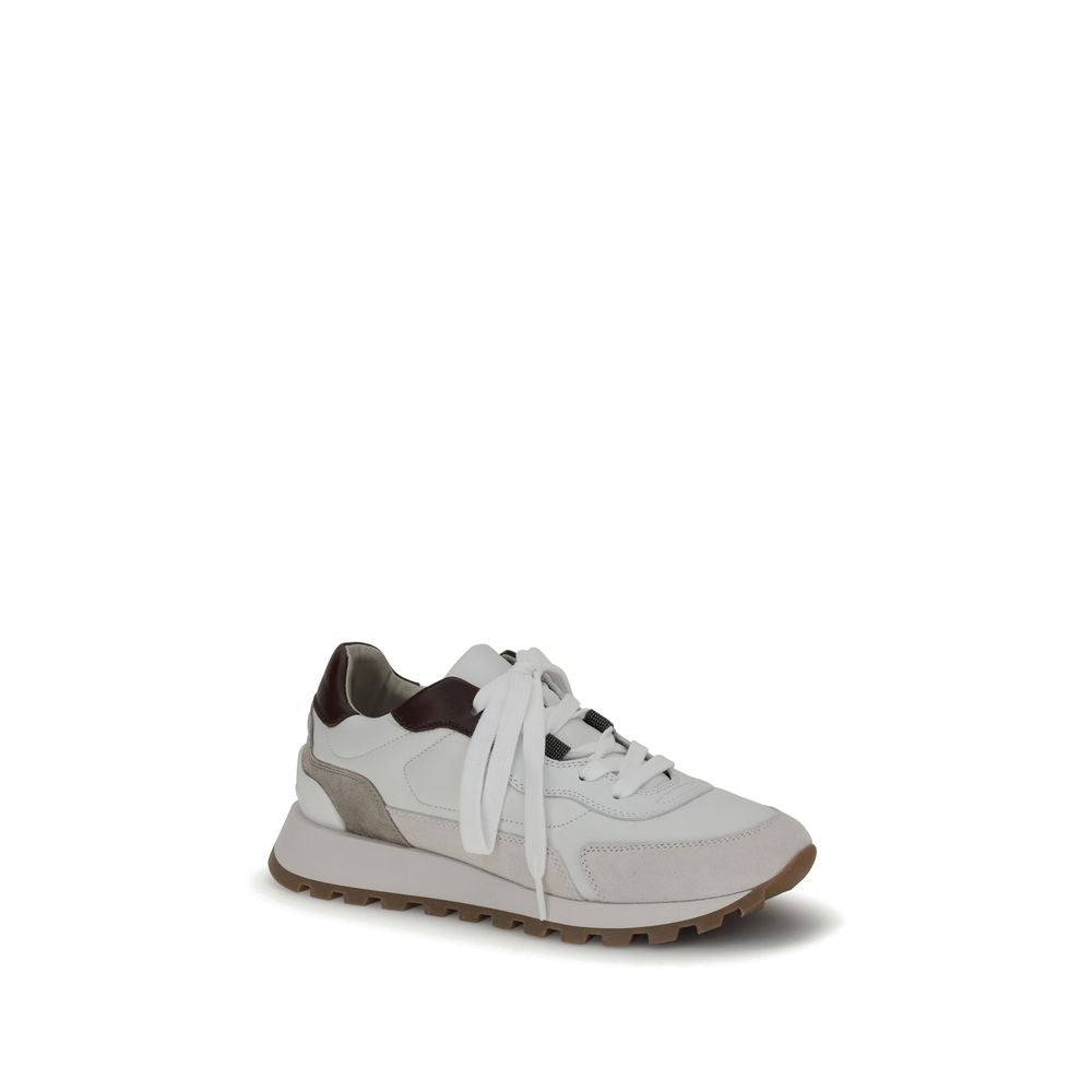 Brunello Cucinelli Leather Sneakers with shiny details LUNESCAPE