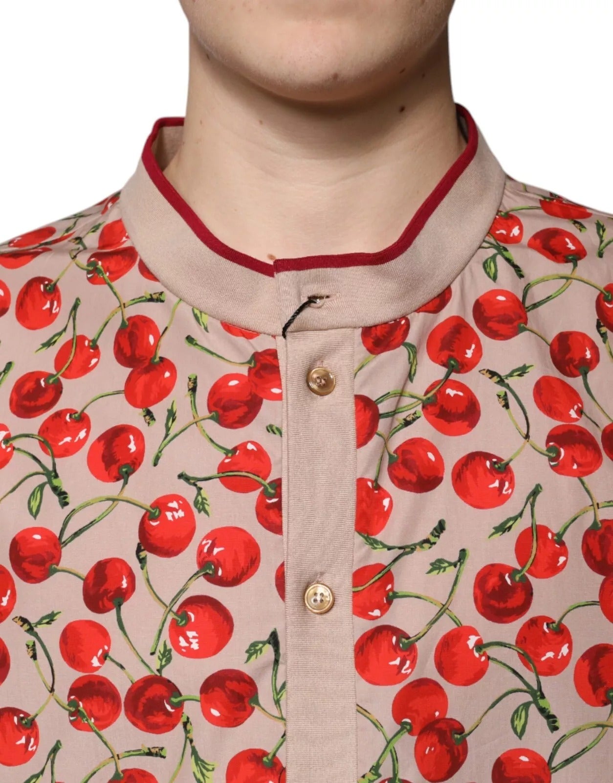 Dolce & Gabbana Beige Cherry Buttoned Casual Shirt