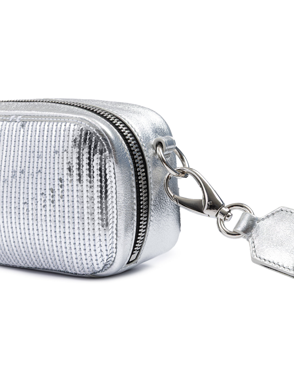 Dsquared² Silver Paillettes and Leather Clutch Bag LUNESCAPE