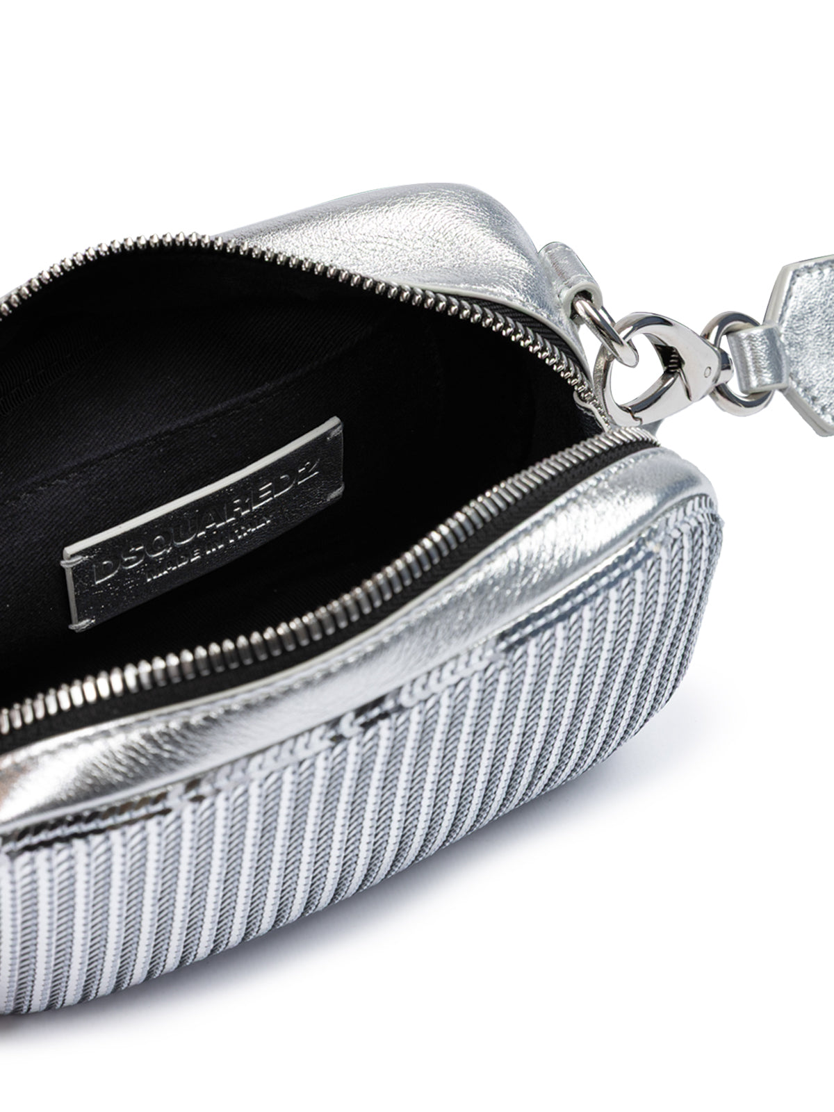 Dsquared² Silver Paillettes and Leather Clutch Bag LUNESCAPE