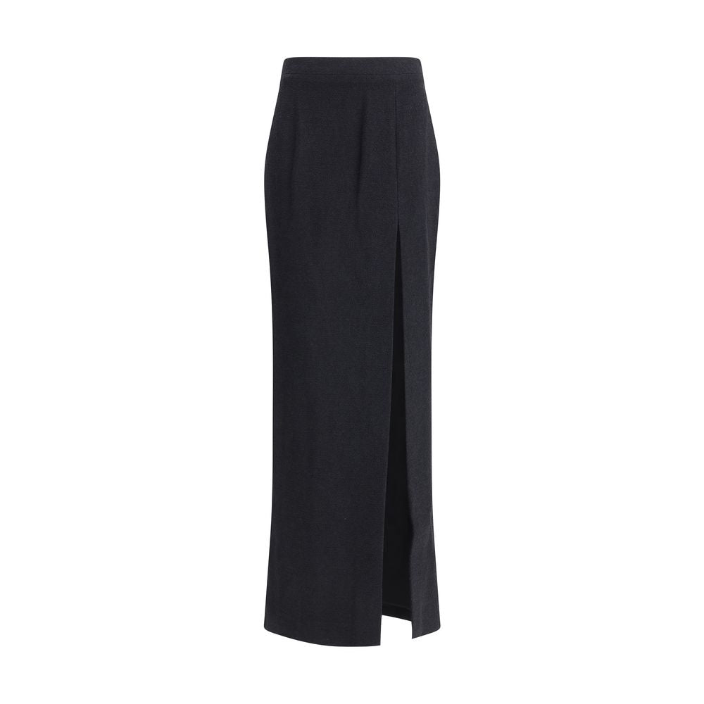 Alessandra Rich Black Wool Long Skirt