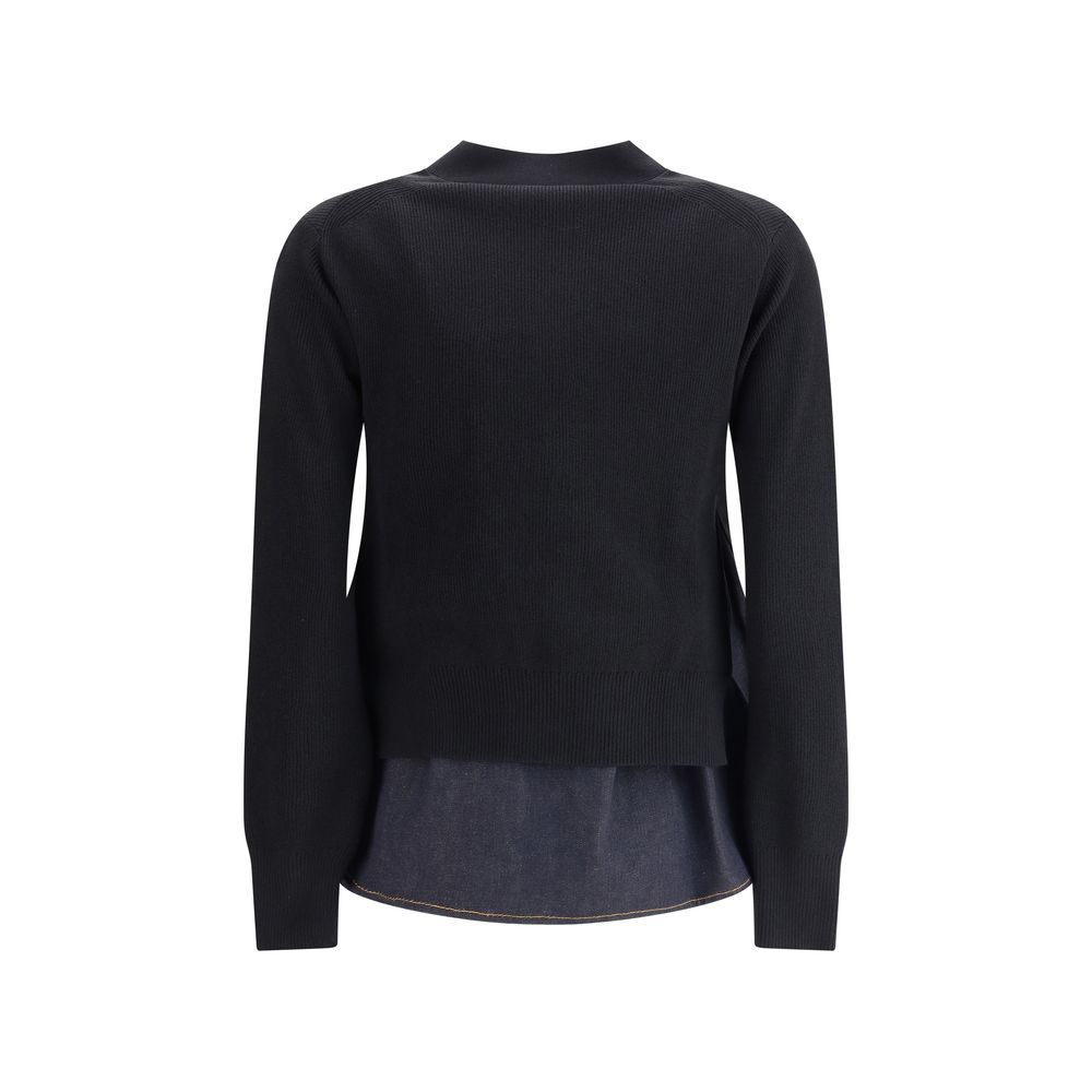 Sacai Cardigan with denim panel LUNESCAPE