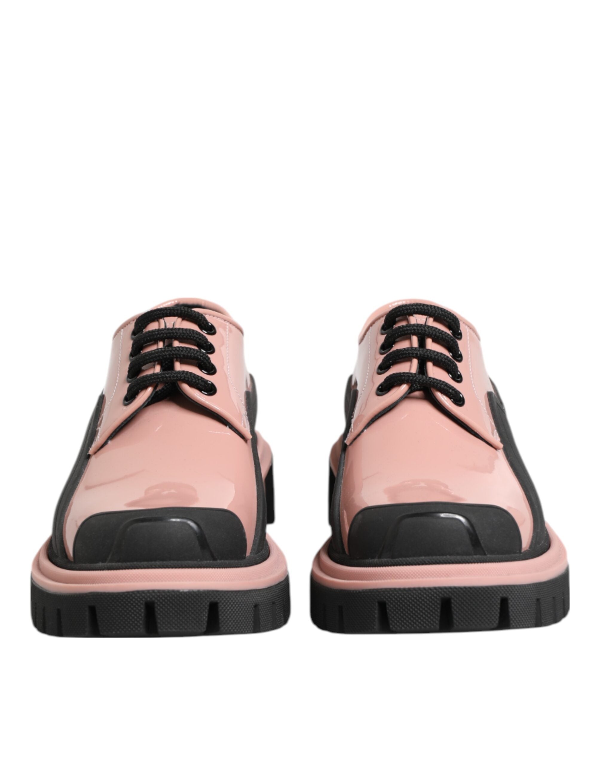 Dolce & Gabbana Light Powder Pink Black Leather Lace-Up Shoes LUNESCAPE