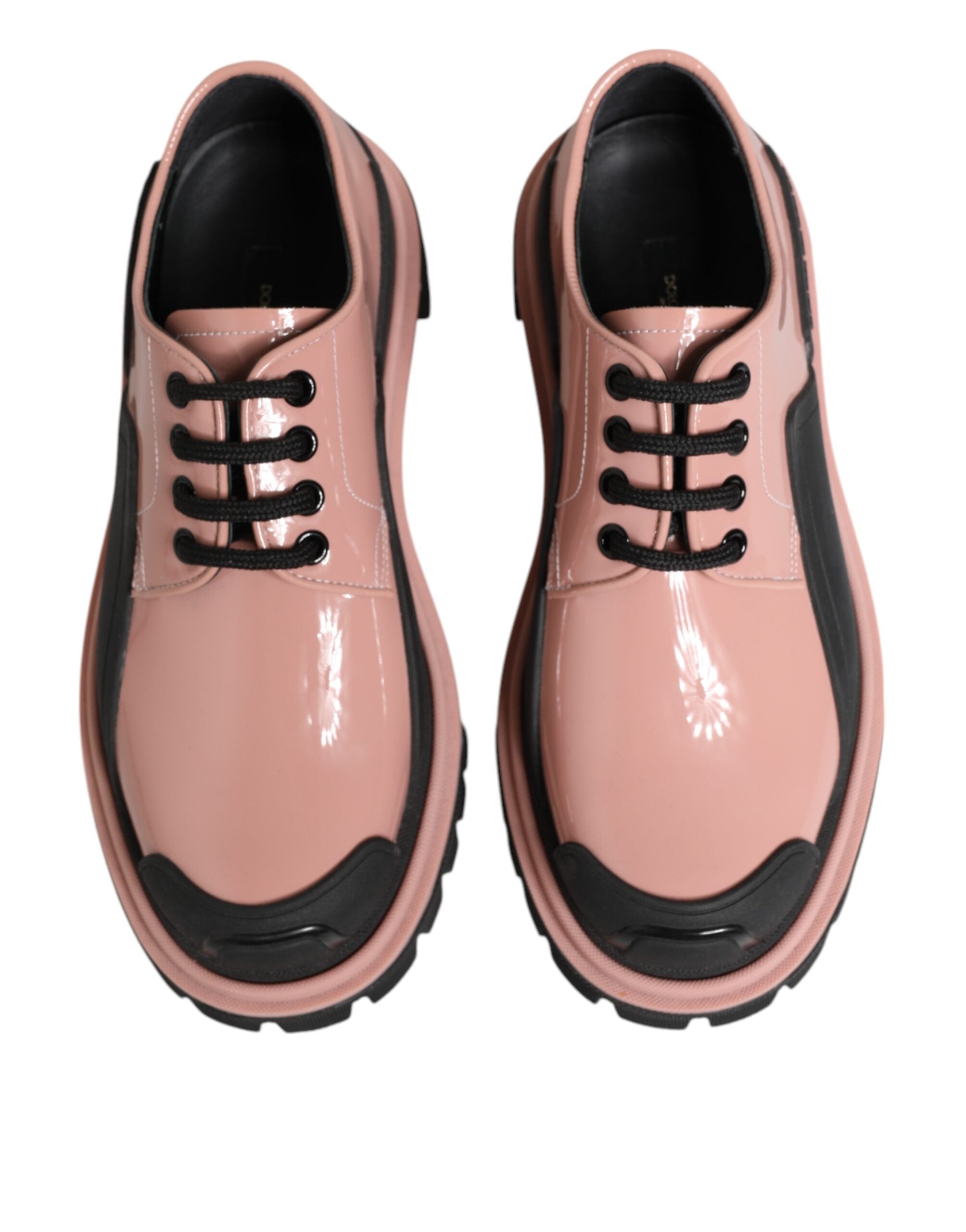 Dolce & Gabbana Light Powder Pink Black Leather Lace-Up Shoes LUNESCAPE