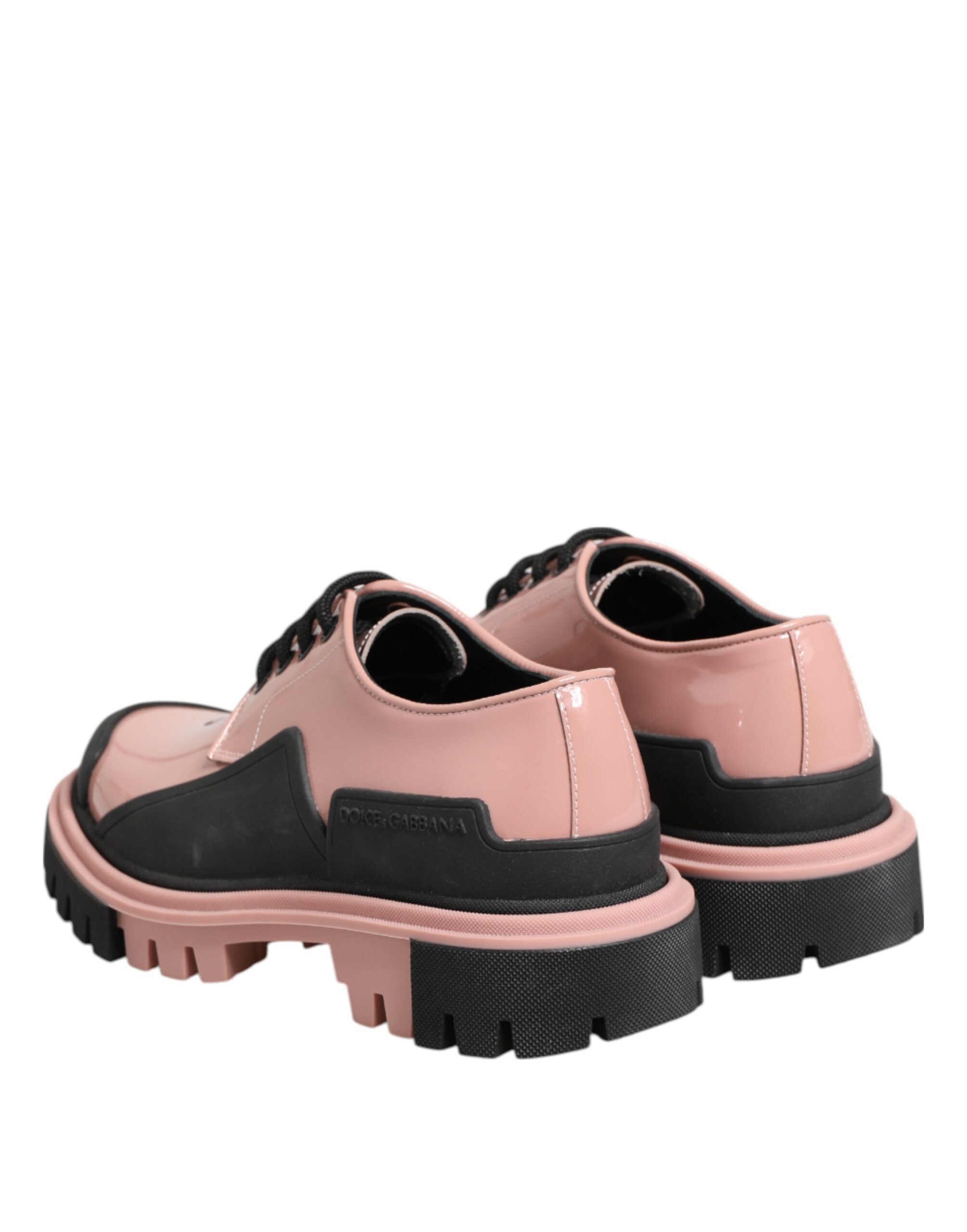 Dolce & Gabbana Light Powder Pink Black Leather Lace-Up Shoes LUNESCAPE