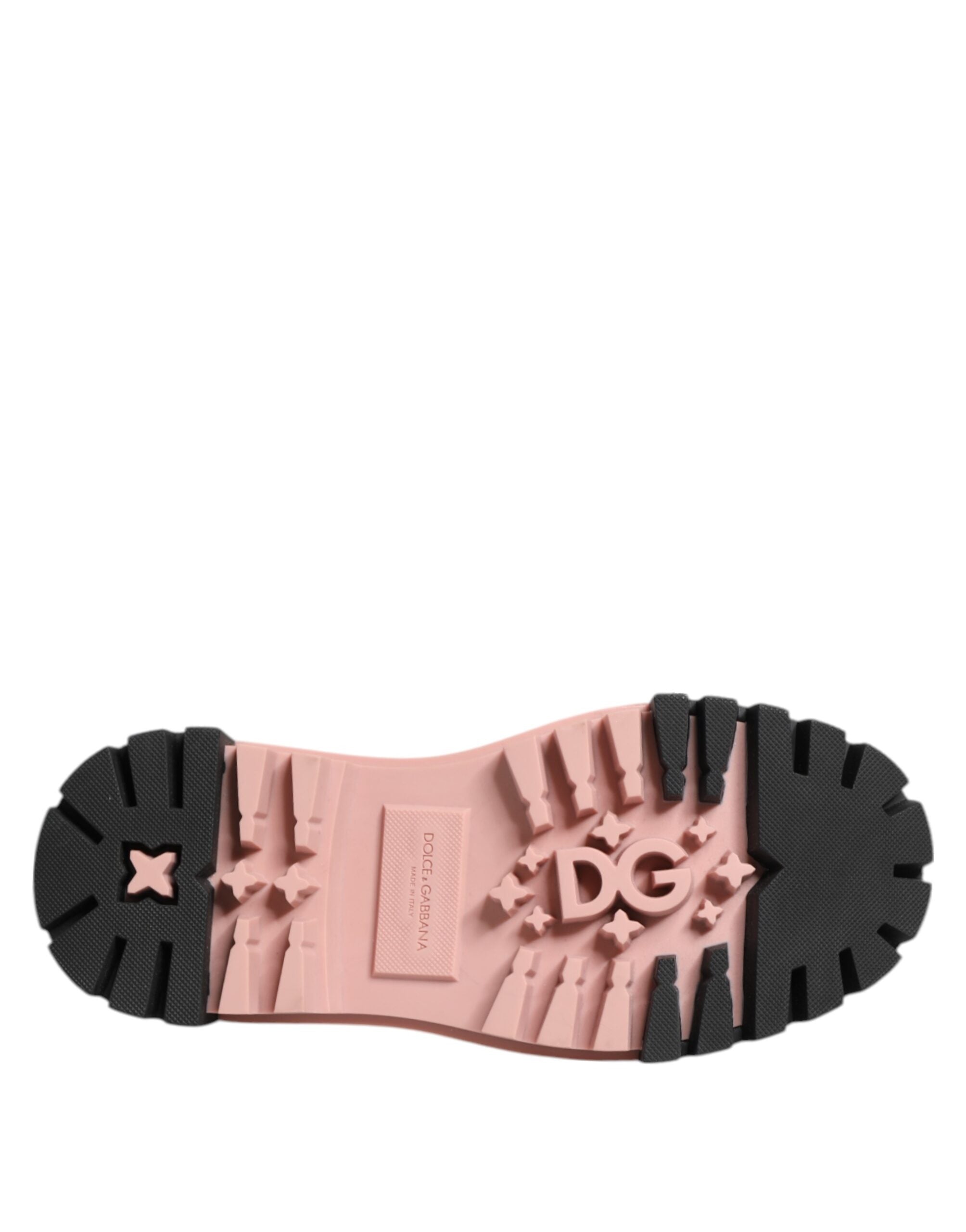 Dolce & Gabbana Light Powder Pink Black Leather Lace-Up Shoes LUNESCAPE