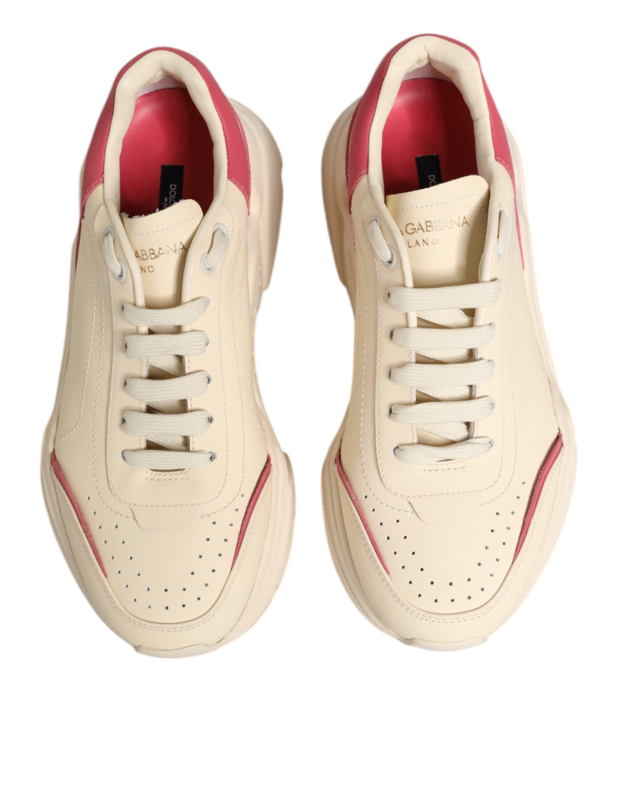 Dolce & Gabbana Beige Leather Daymaster Women Sneaker Shoes LUNESCAPE
