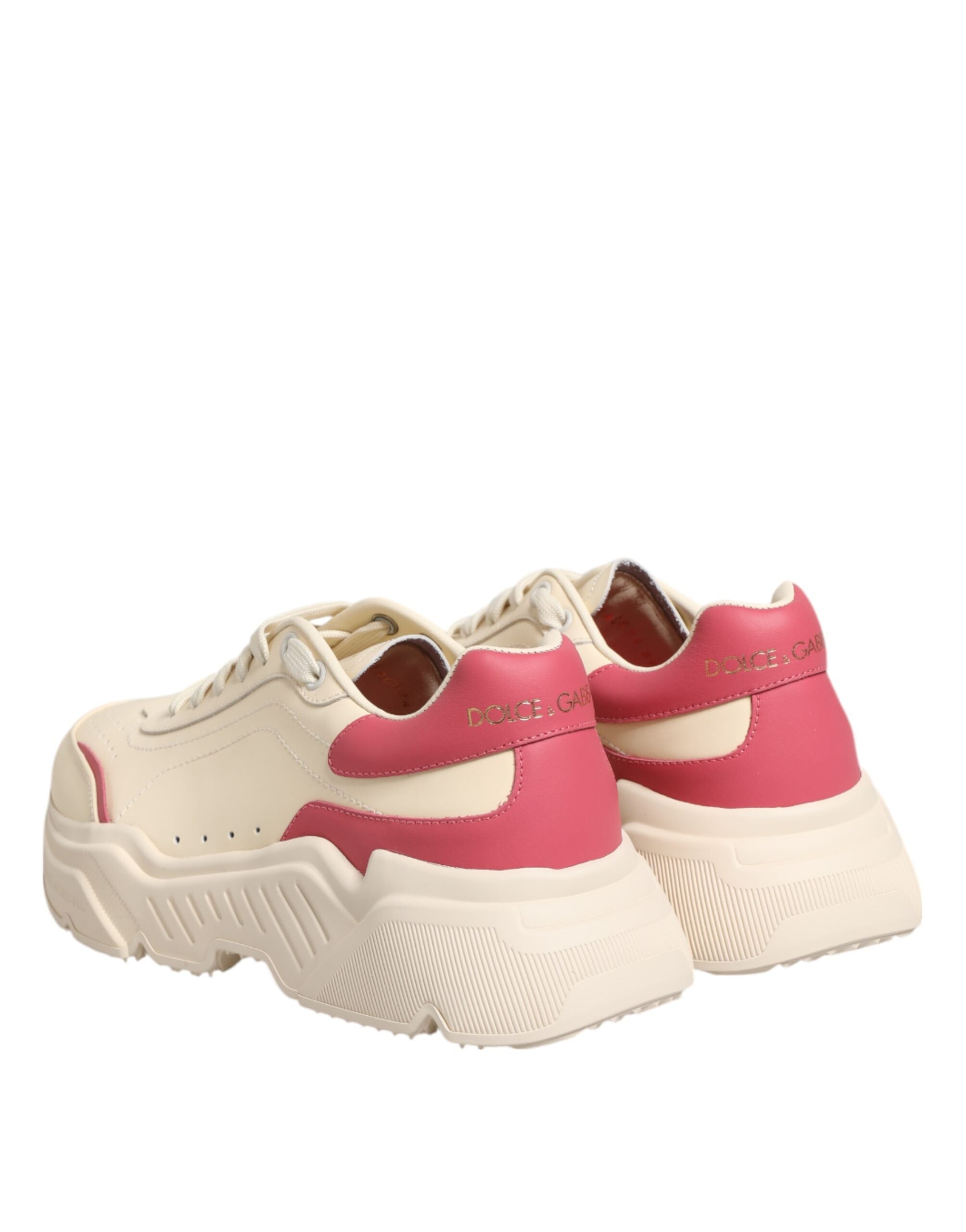 Dolce & Gabbana Beige Leather Daymaster Women Sneaker Shoes LUNESCAPE