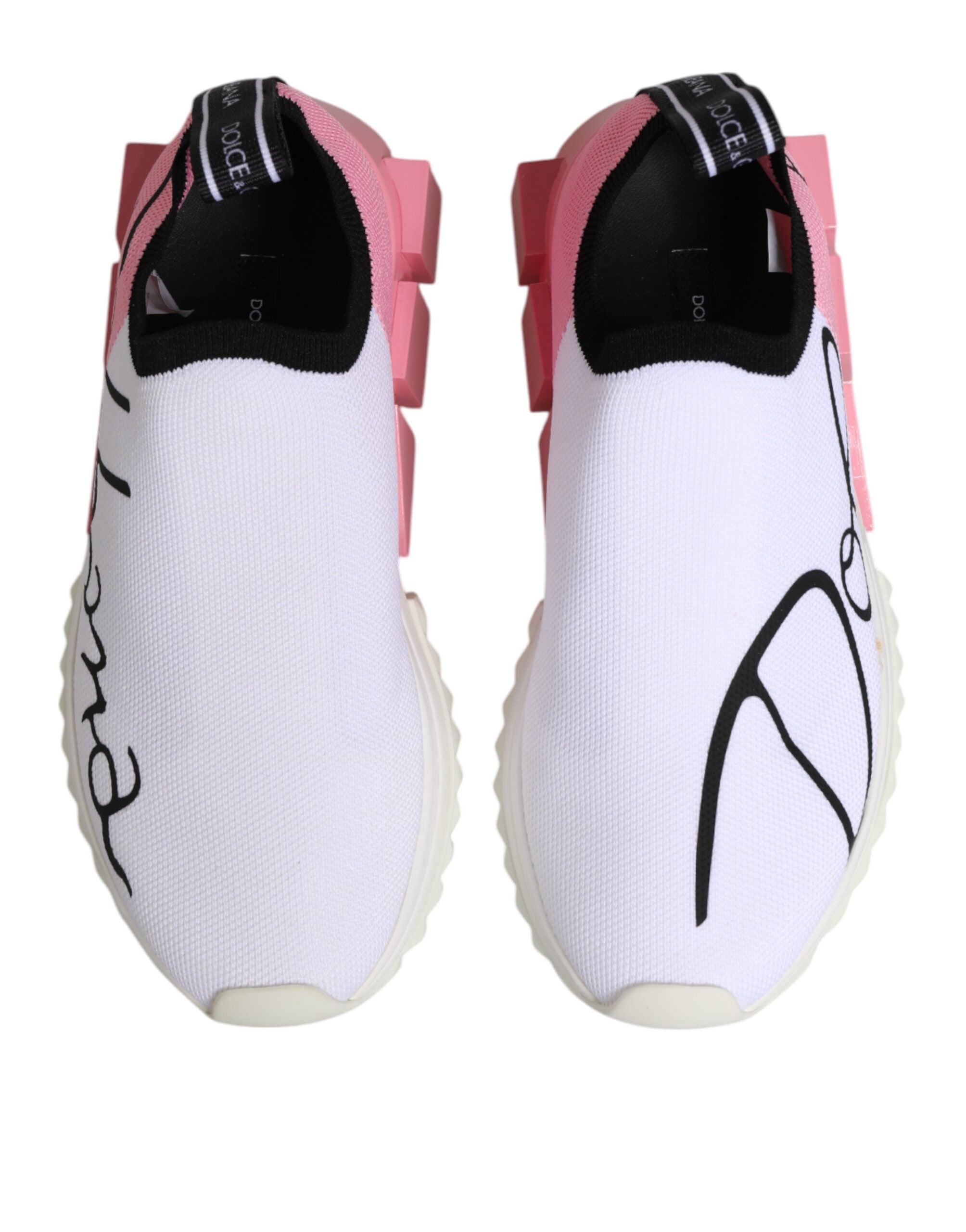 Dolce & Gabbana White Pink Low Top Sorrento Sneakers Shoes LUNESCAPE