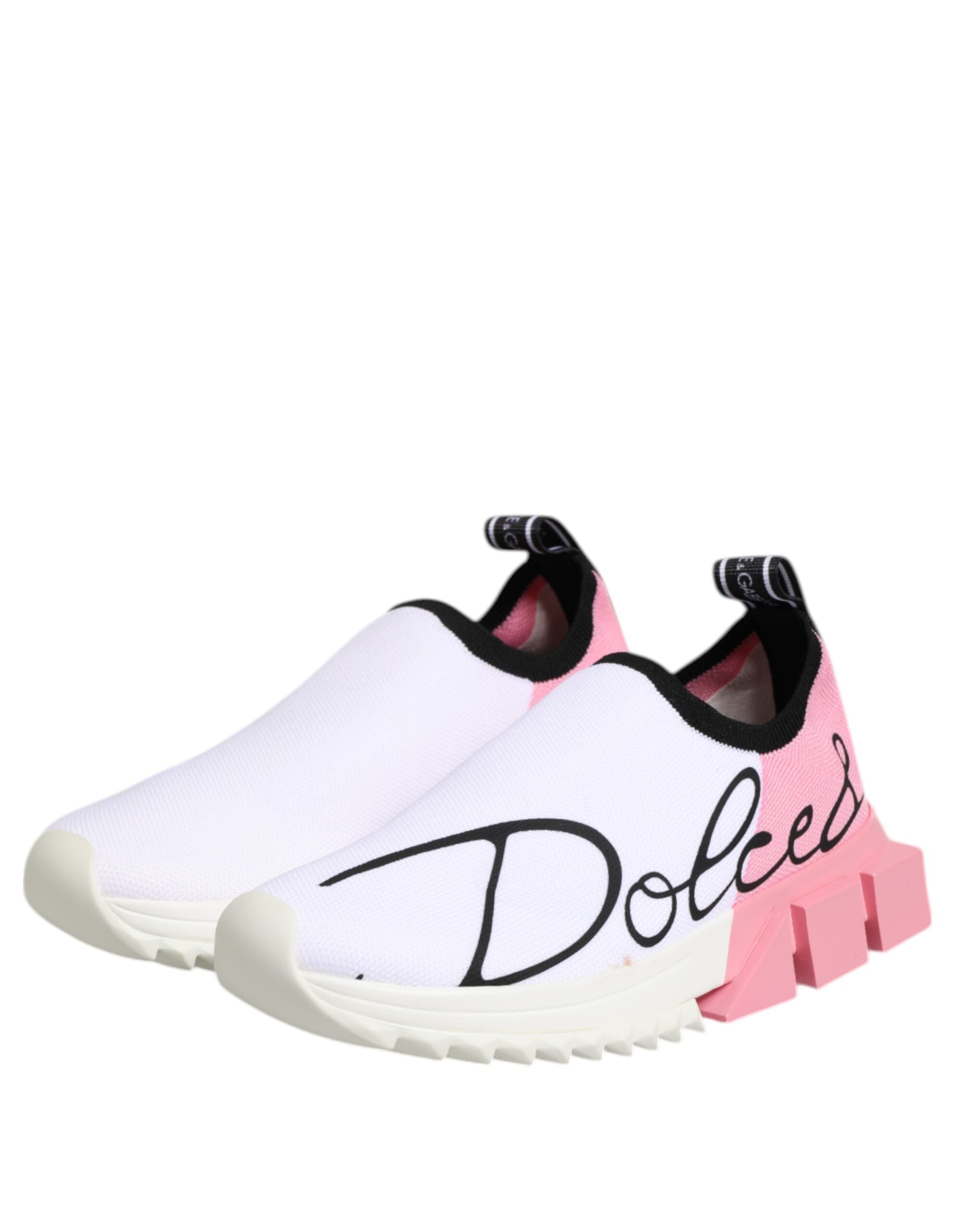 Dolce & Gabbana White Pink Low Top Sorrento Sneakers Shoes LUNESCAPE