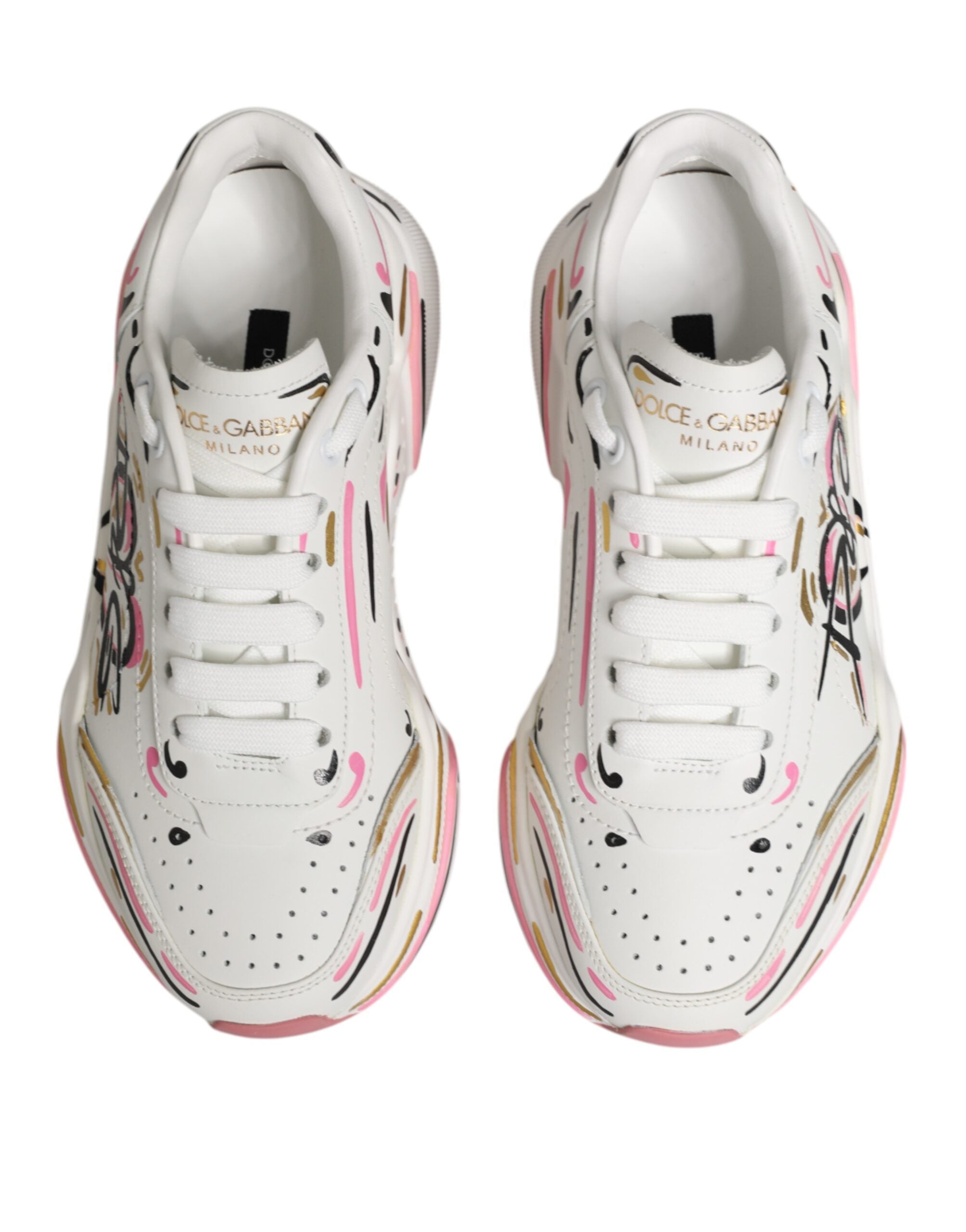 Dolce & Gabbana Multicolor Hand Painted DAYMASTER Sneaker Shoes LUNESCAPE