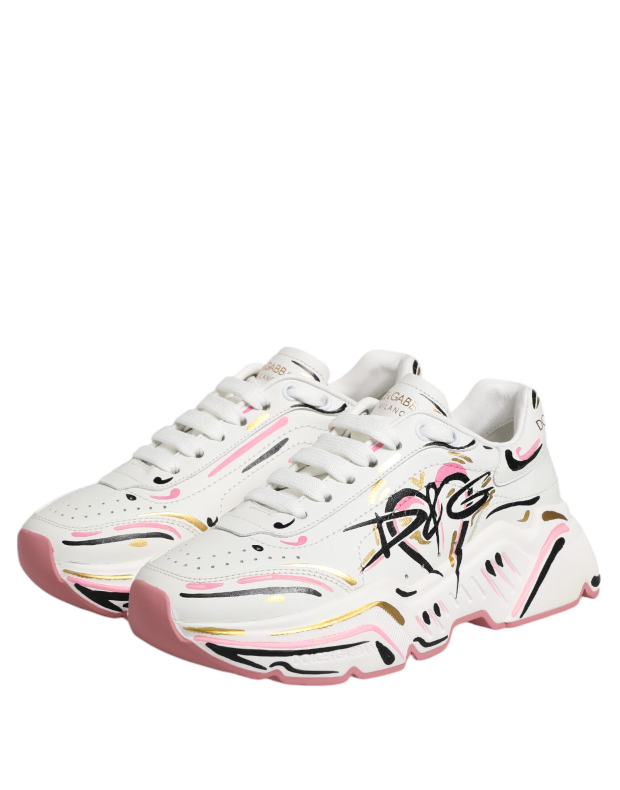 Dolce & Gabbana Multicolor Hand Painted DAYMASTER Sneaker Shoes LUNESCAPE