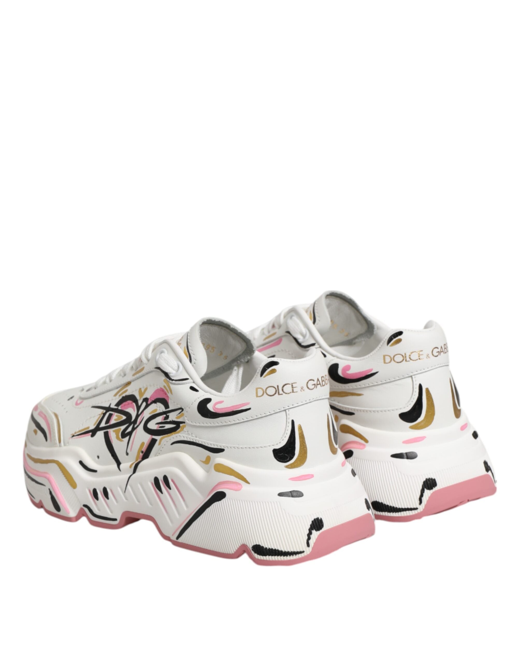 Dolce & Gabbana Multicolor Hand Painted DAYMASTER Sneaker Shoes LUNESCAPE