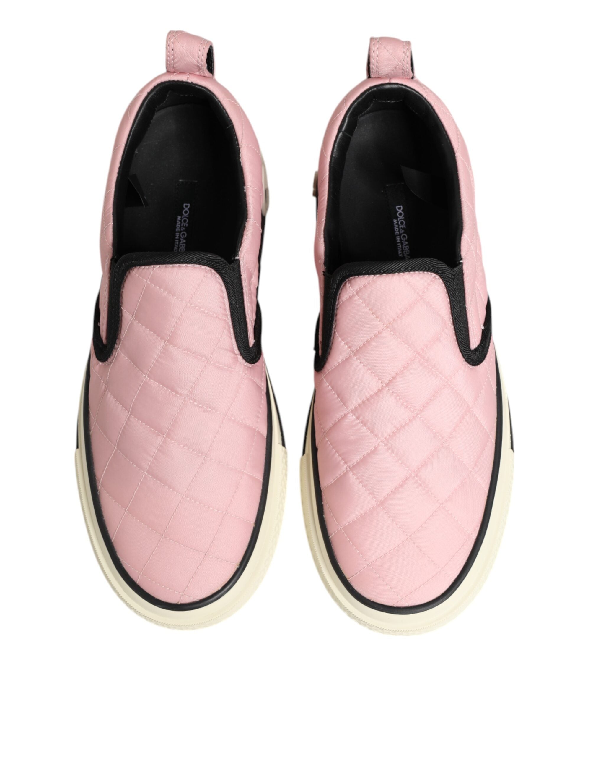 Dolce & Gabbana Pink Quilted Nylon Slip-On Sneaker Shoes LUNESCAPE