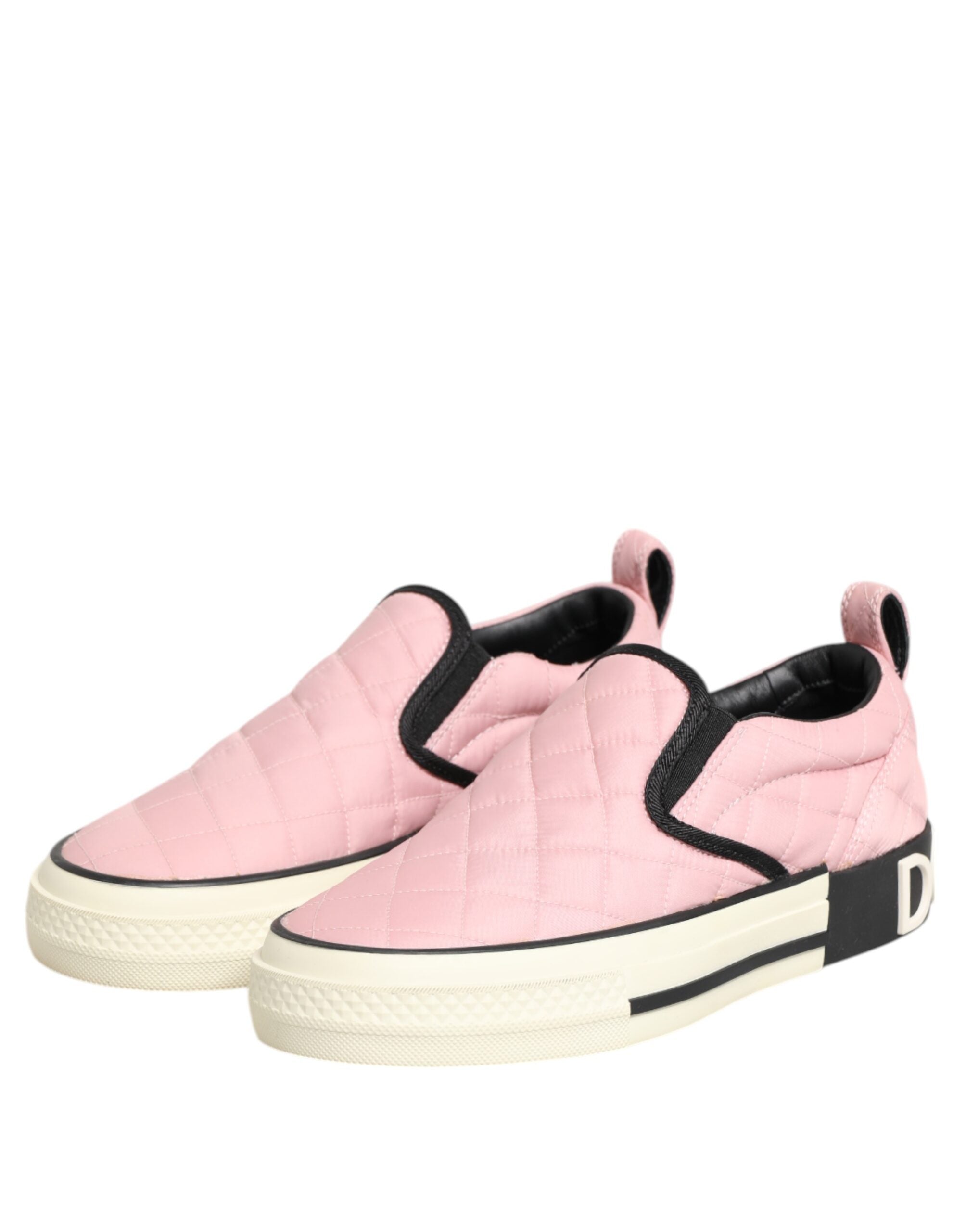 Dolce & Gabbana Pink Quilted Nylon Slip-On Sneaker Shoes LUNESCAPE