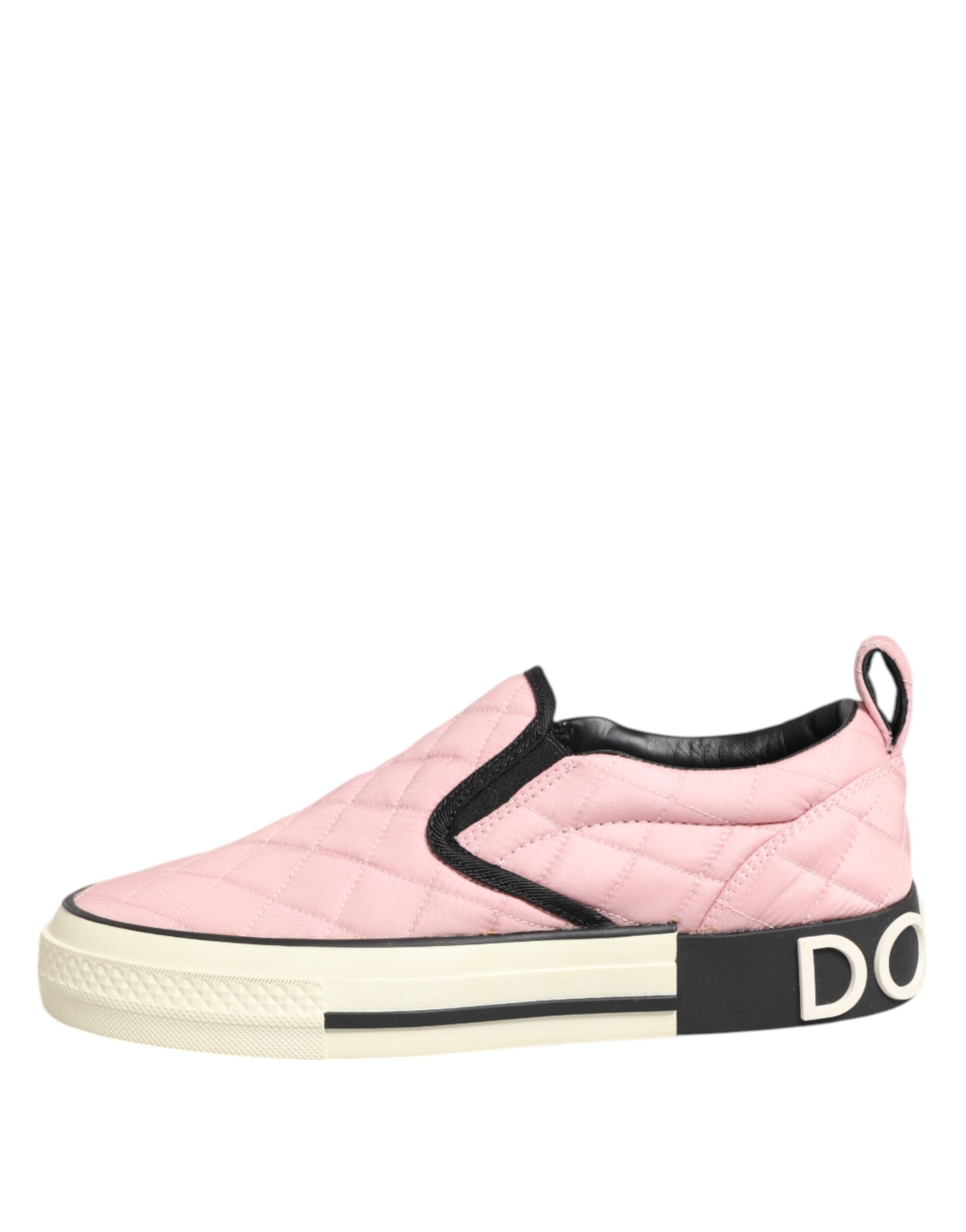 Dolce & Gabbana Pink Quilted Nylon Slip-On Sneaker Shoes LUNESCAPE