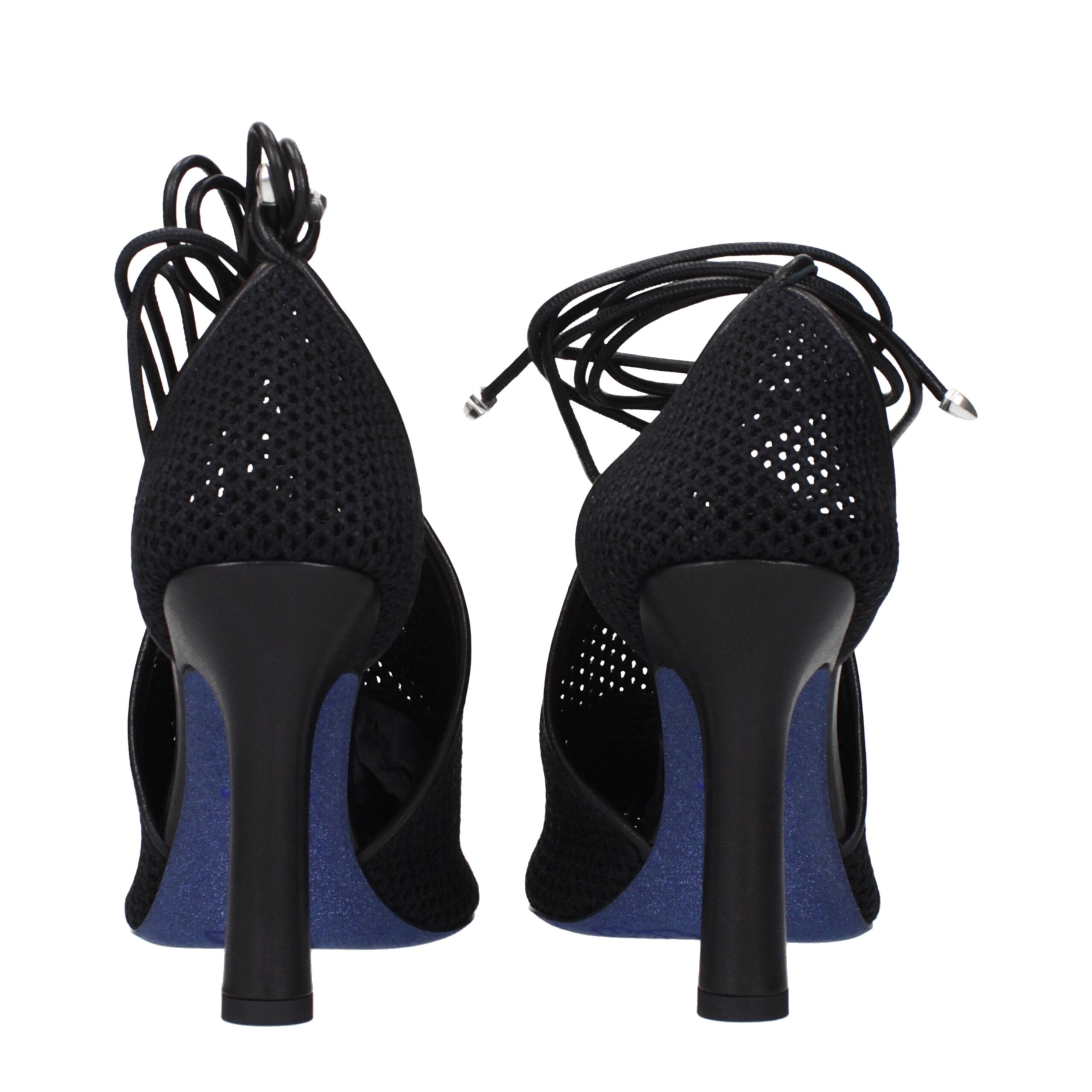 Burberry Black Fabric High Heel T-Strap Pumps