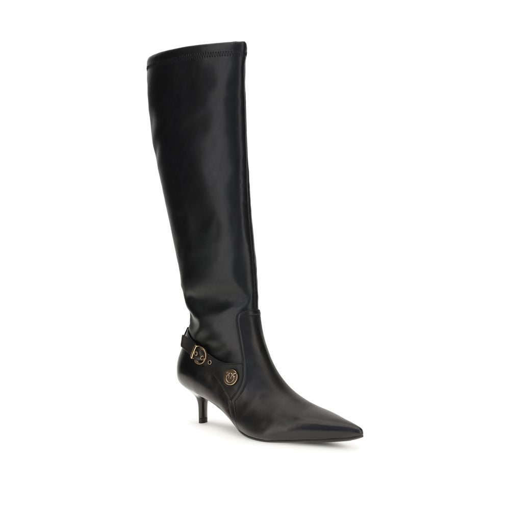 PINKO Black Goatskin Ankle Boots LUNESCAPE