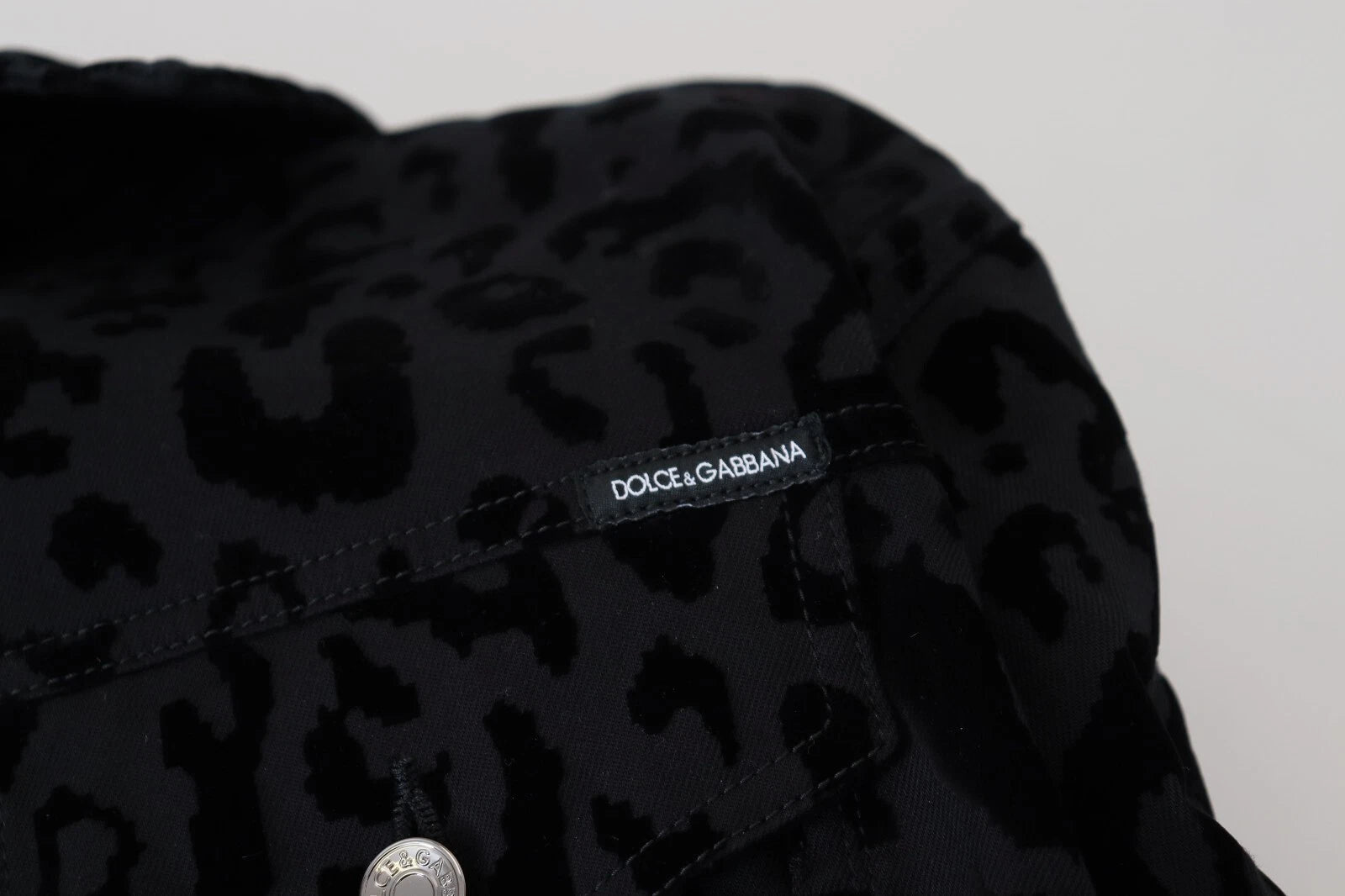 Dolce & Gabbana Cotton Black Leopard Long Sleeve Denim Jacket LUNESCAPE