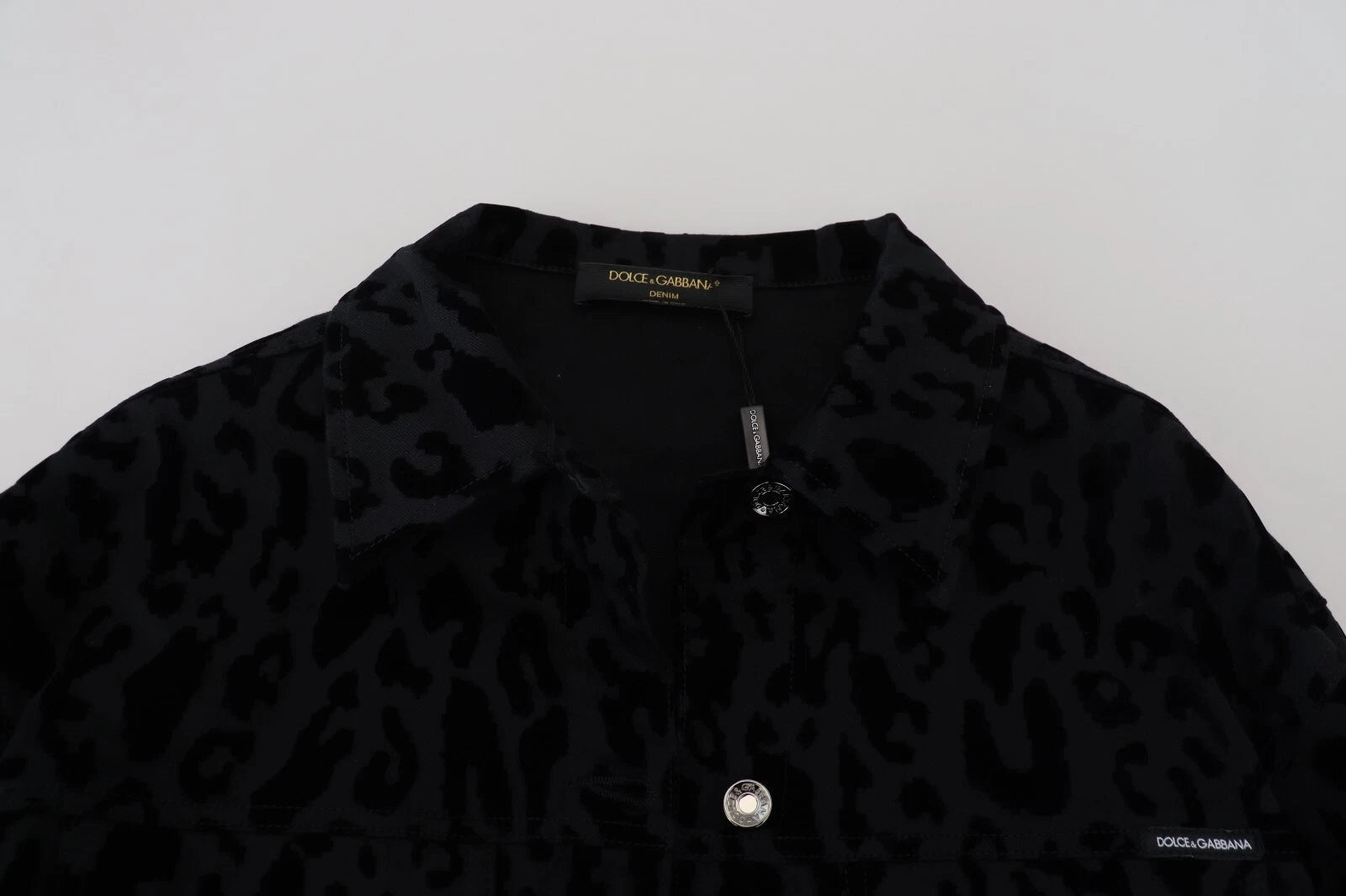 Dolce & Gabbana Cotton Black Leopard Long Sleeve Denim Jacket LUNESCAPE