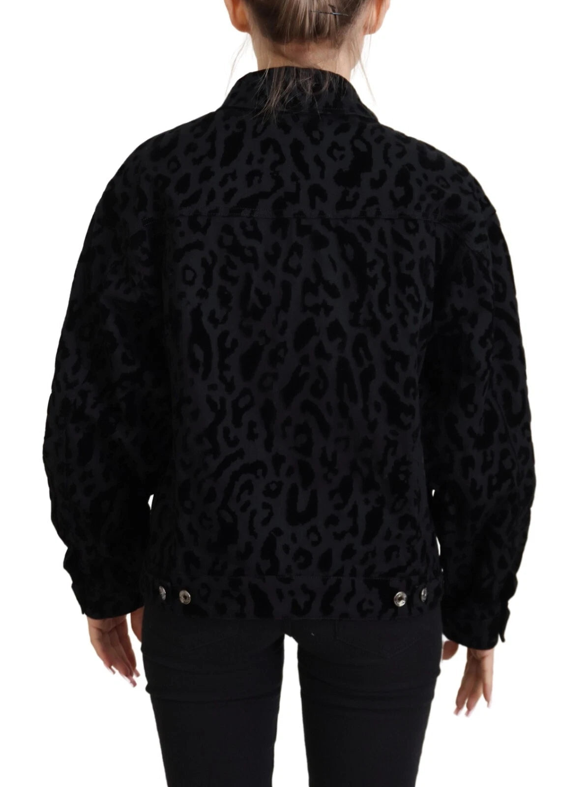 Dolce & Gabbana Cotton Black Leopard Long Sleeve Denim Jacket LUNESCAPE