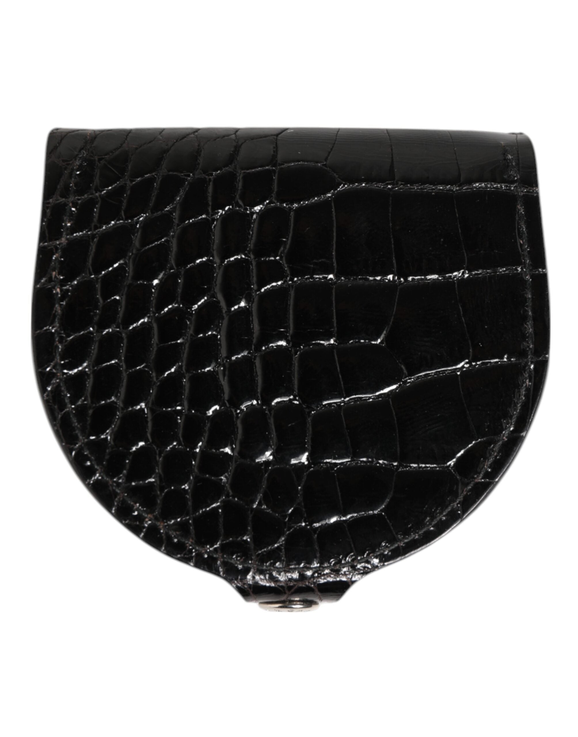 Dolce & Gabbana Black Polished Crocodile Leather Mens Coin Purse