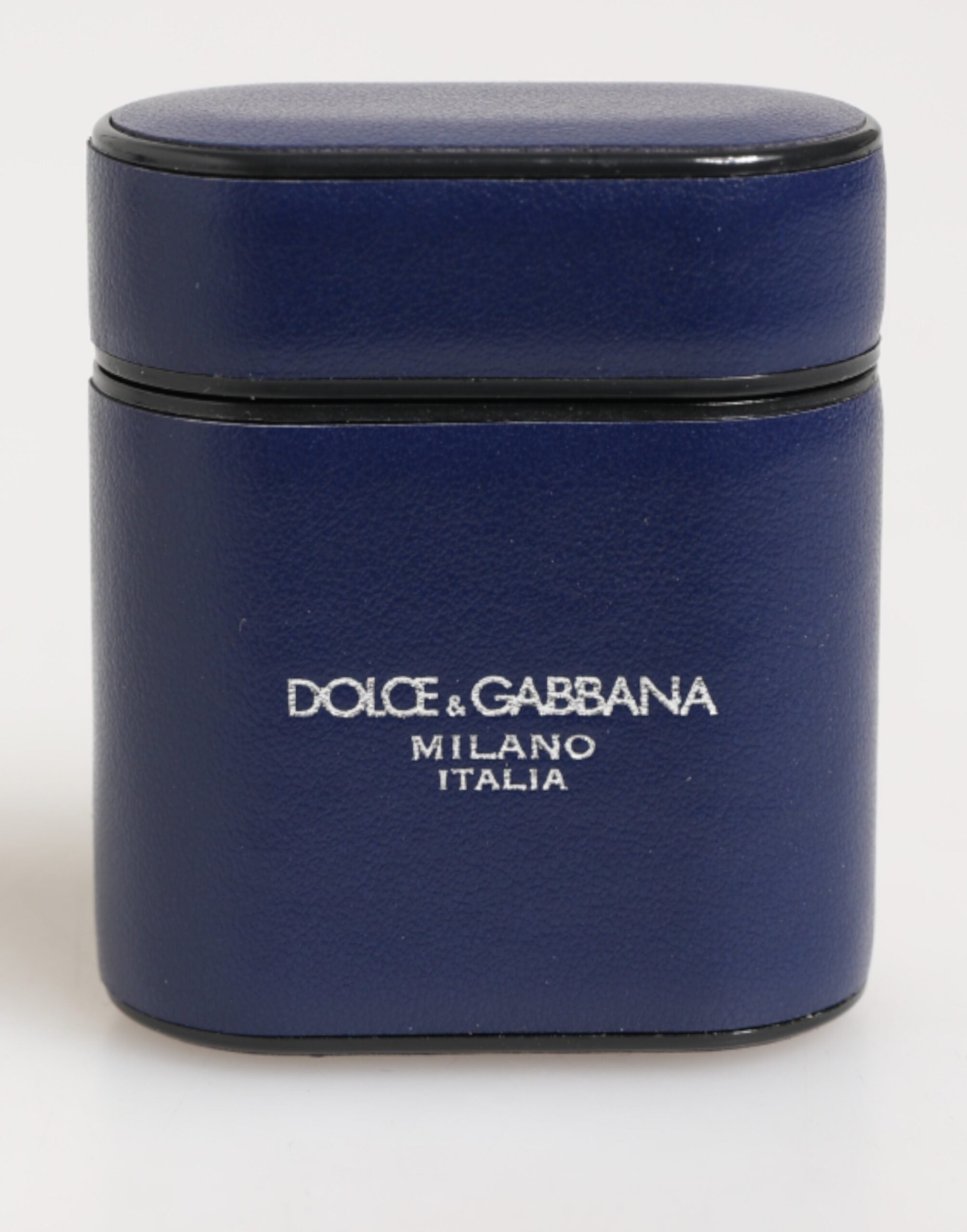 Dolce & Gabbana Blue Leather Logo Print Flip Holder Men Airpods Case LUNESCAPE