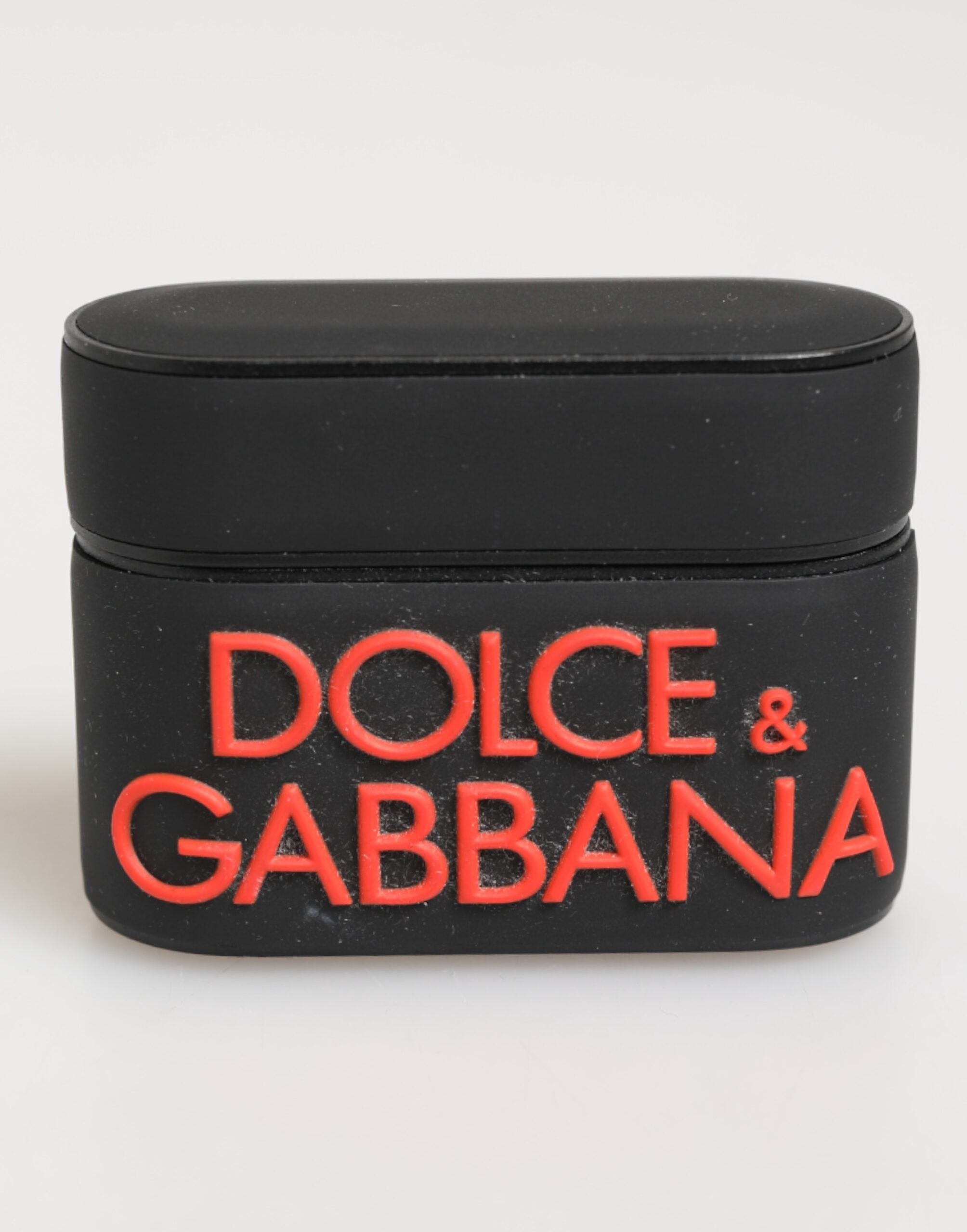 Dolce & Gabbana Black Orange Rubber Logo Embossed Accessory Airpods Case LUNESCAPE