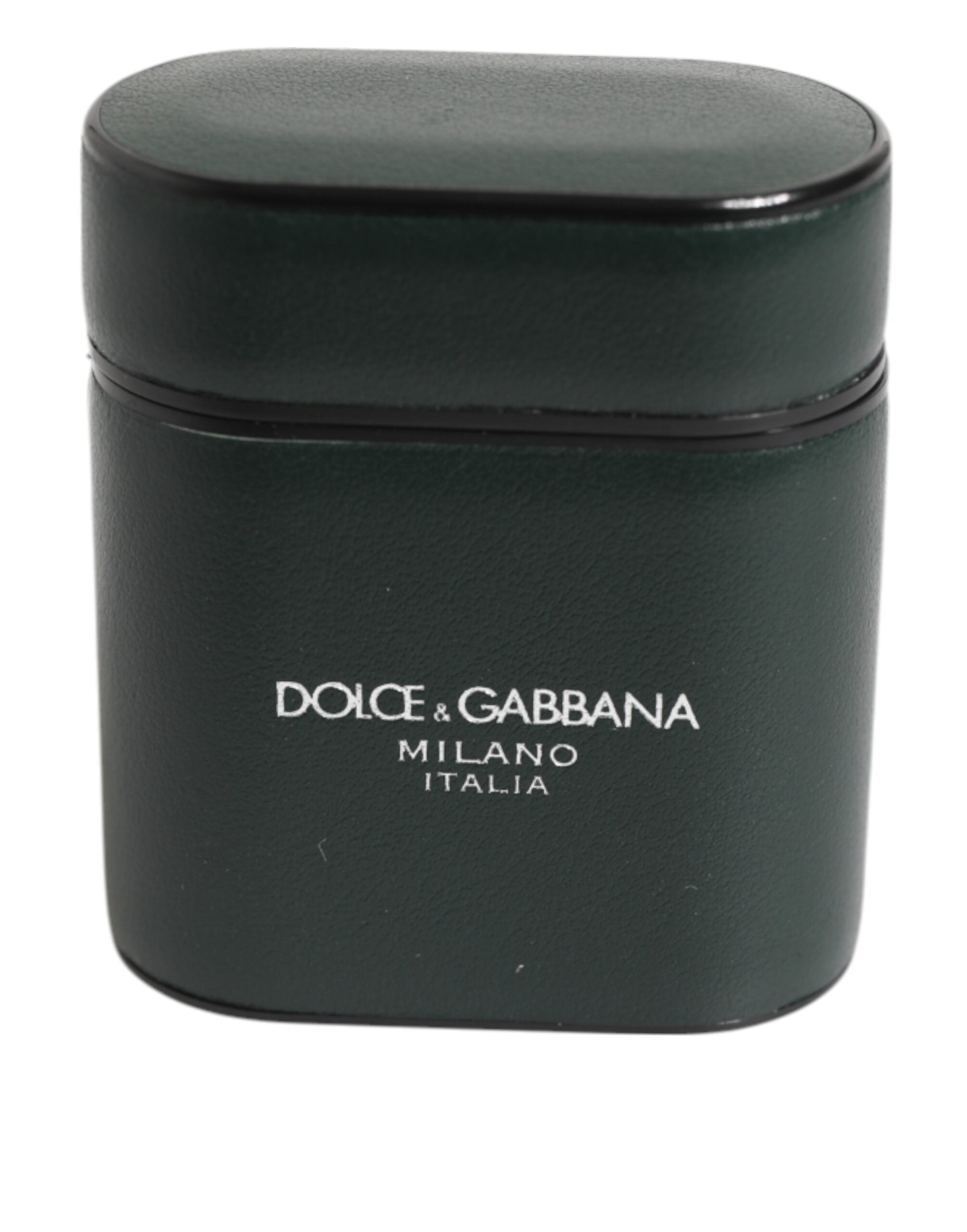 Dolce & Gabbana Army Green Calfskin Leather Logo Flip Holder Airpods Case LUNESCAPE