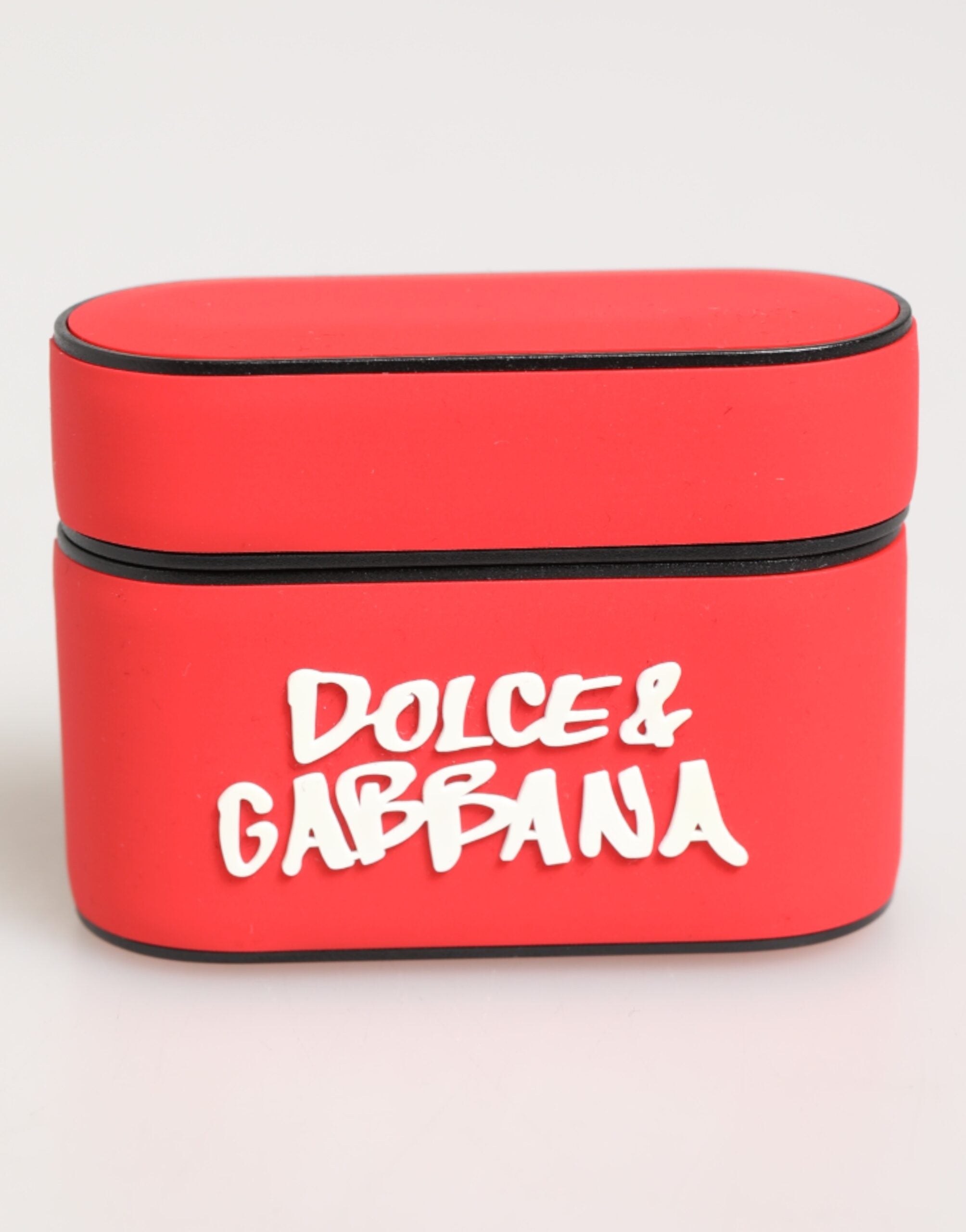Dolce & Gabbana Red PVC DG Logo Embossed Men Flip Holder Airpods Case LUNESCAPE
