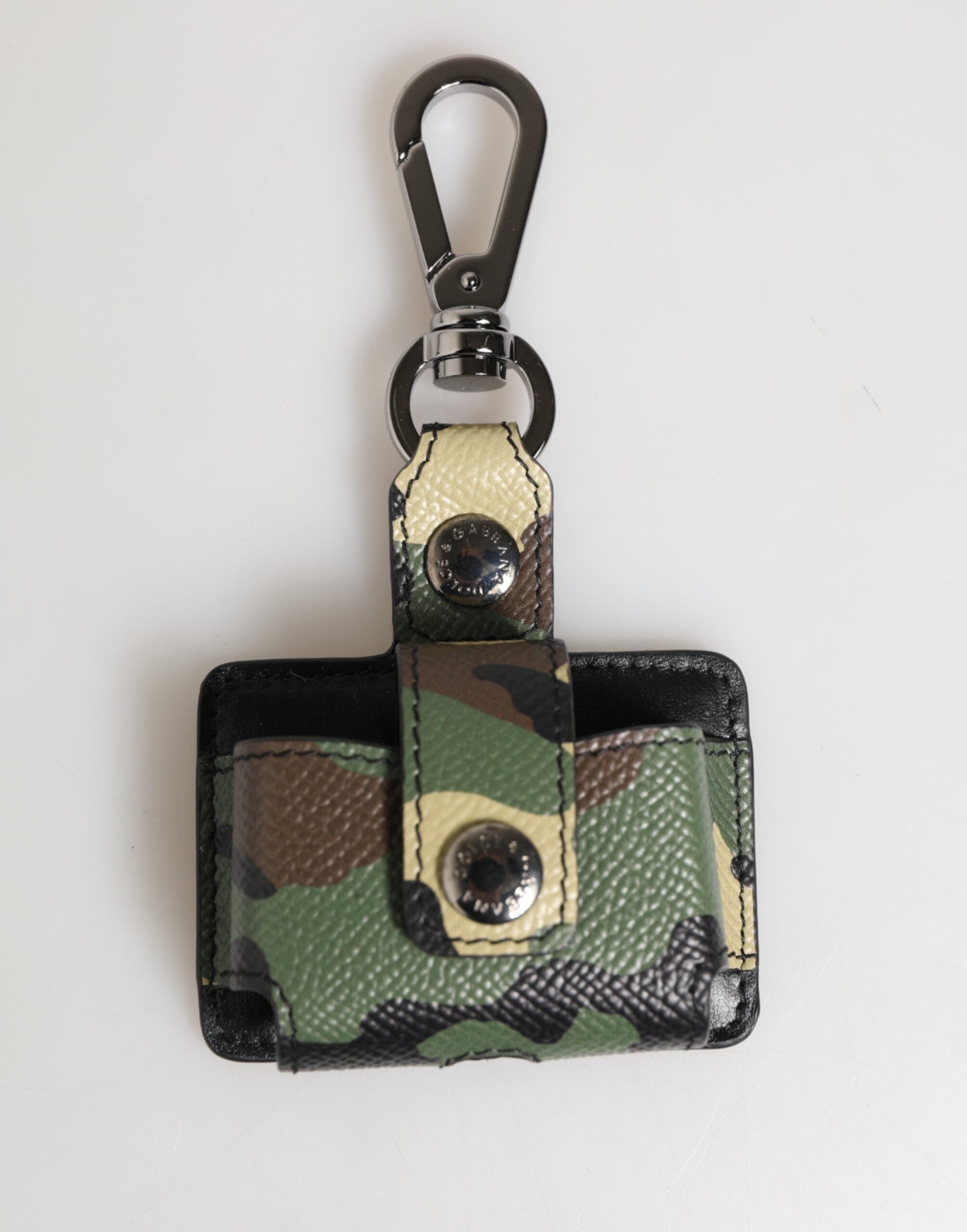 Dolce & Gabbana Multicolor Camouflage Leather Metal Accessory Airpods Case LUNESCAPE