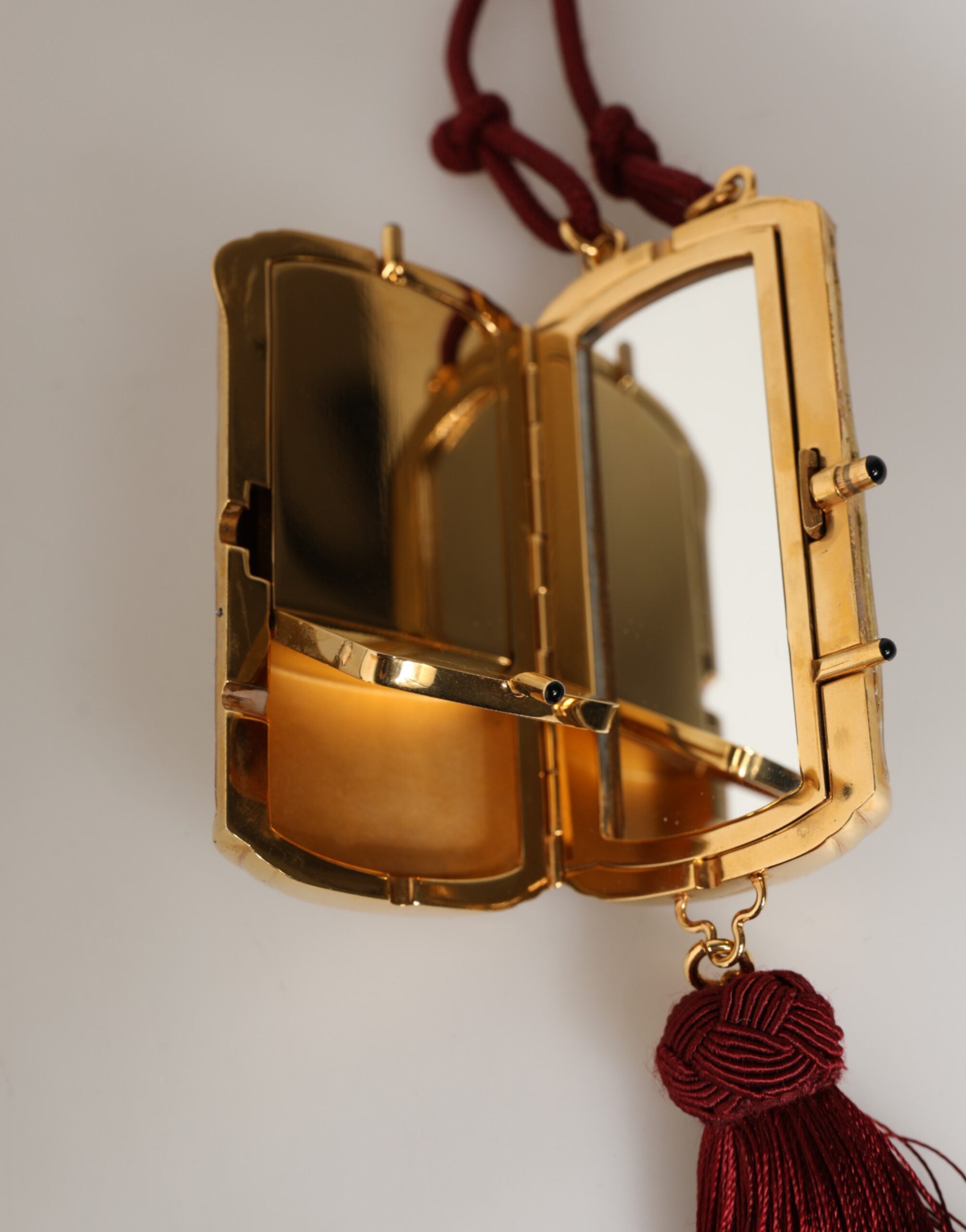 Dolce & Gabbana White Resin Gold Metal Crossbody Mini Purse Pendant Bag