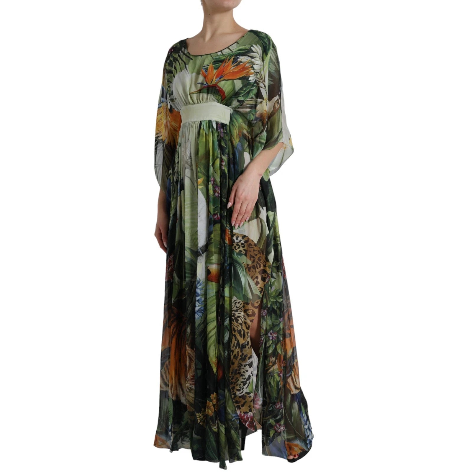 Dolce & Gabbana Multicolor Silk Jungle Print Women Maxi Dress LUNESCAPE