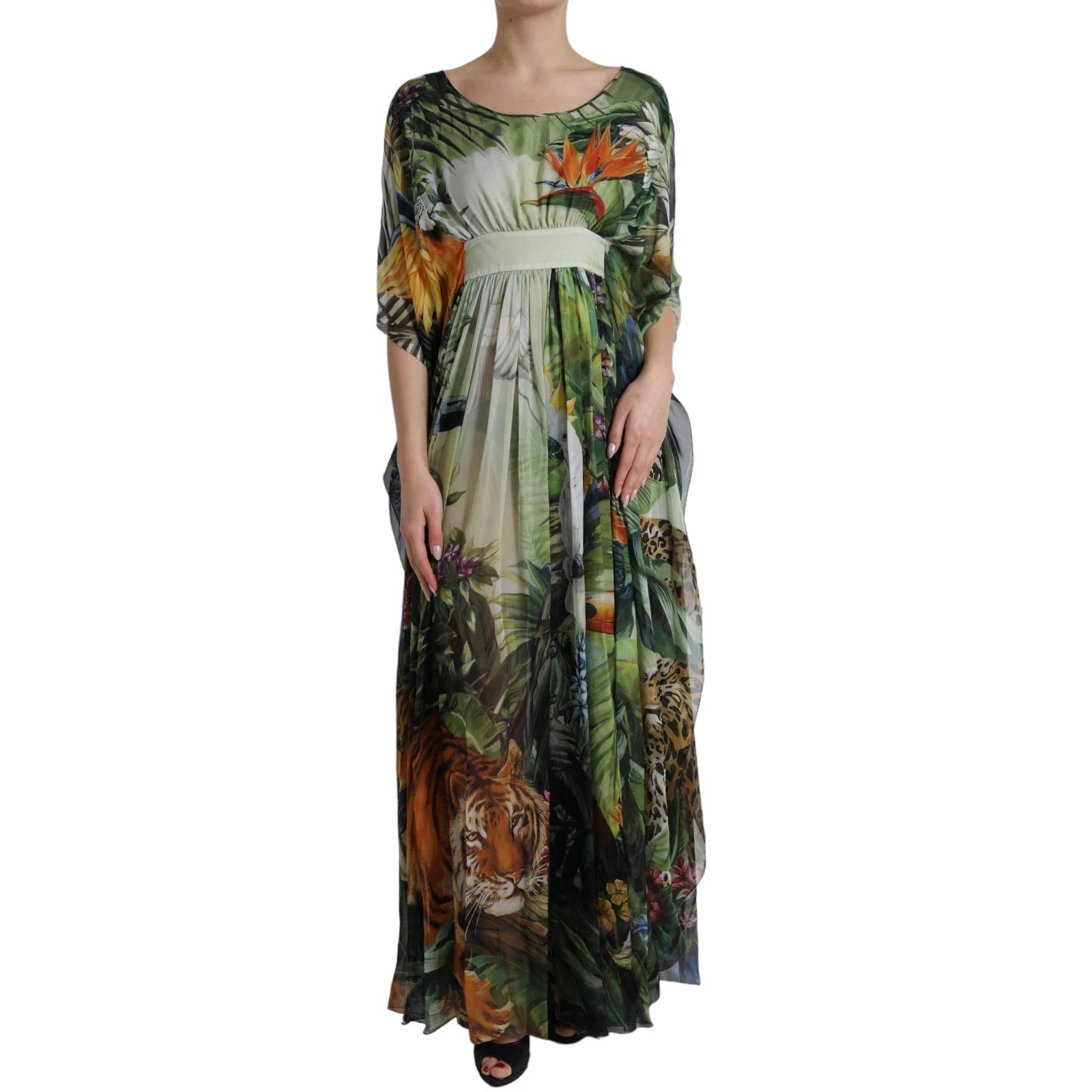 Dolce & Gabbana Multicolor Silk Jungle Print Women Maxi Dress LUNESCAPE