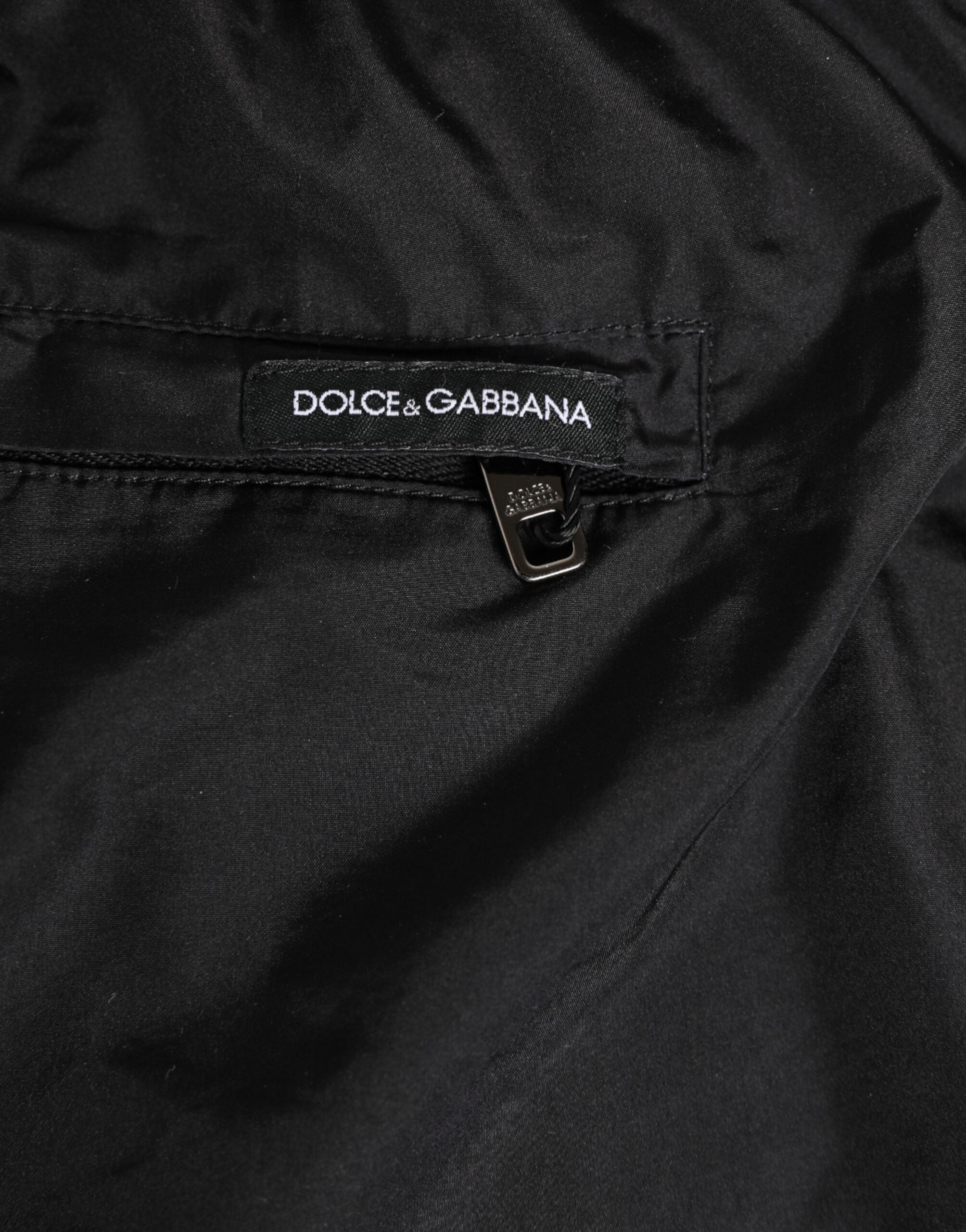 Dolce & Gabbana Black White Striped DG Logo Men Short Swimwear