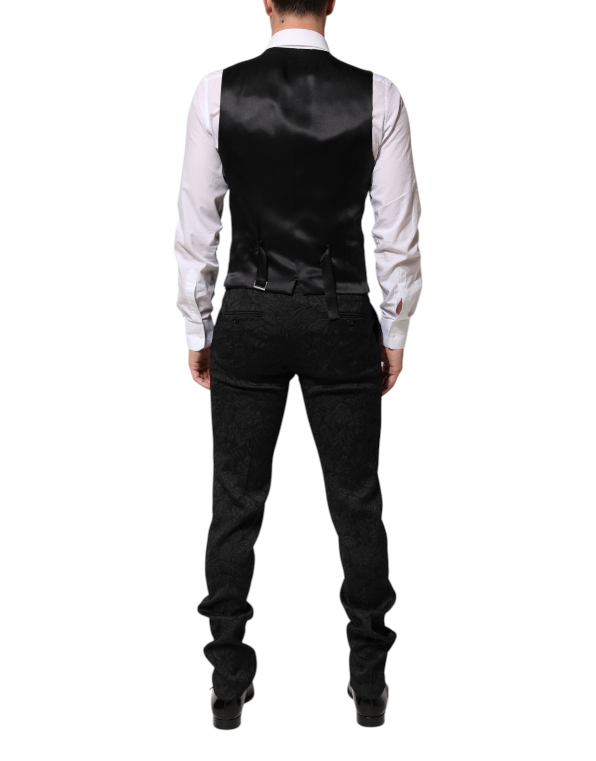 Dolce & Gabbana Black 3 Piece Brocade Jacquard Suit MARTINI