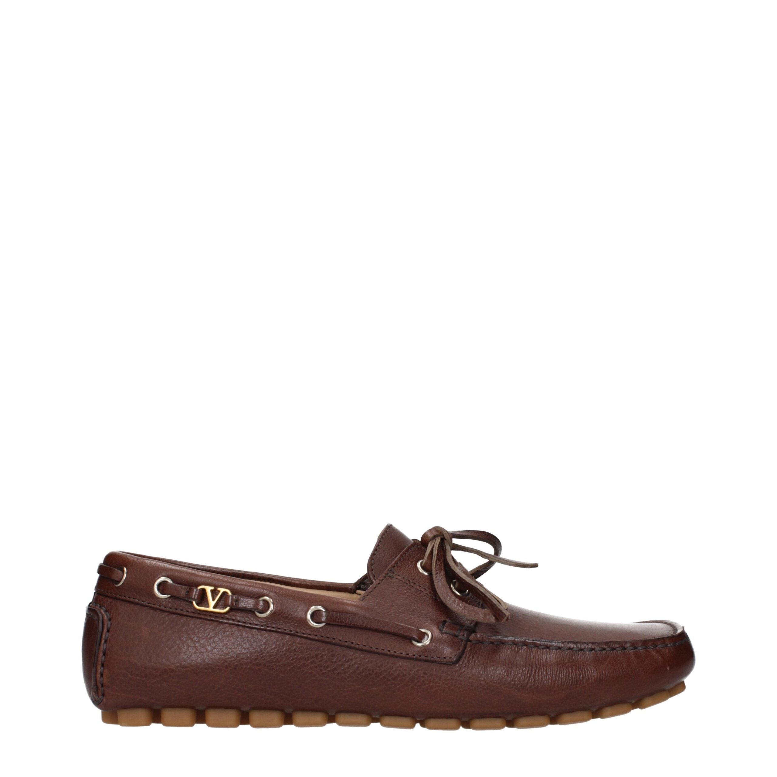 Valentino Garavani Brown Leather Slip-On Loafers LUNESCAPE