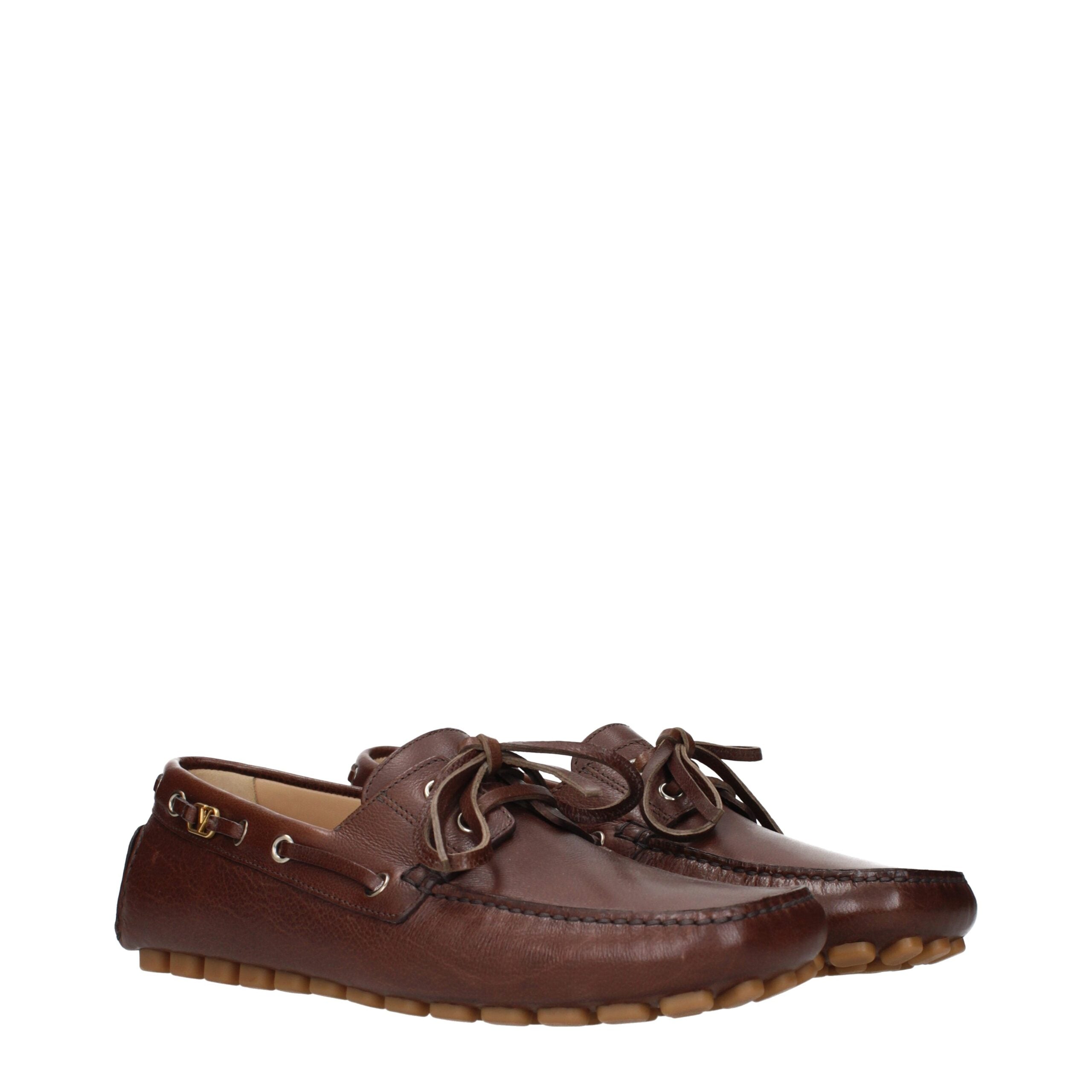 Valentino Garavani Brown Leather Slip-On Loafers LUNESCAPE