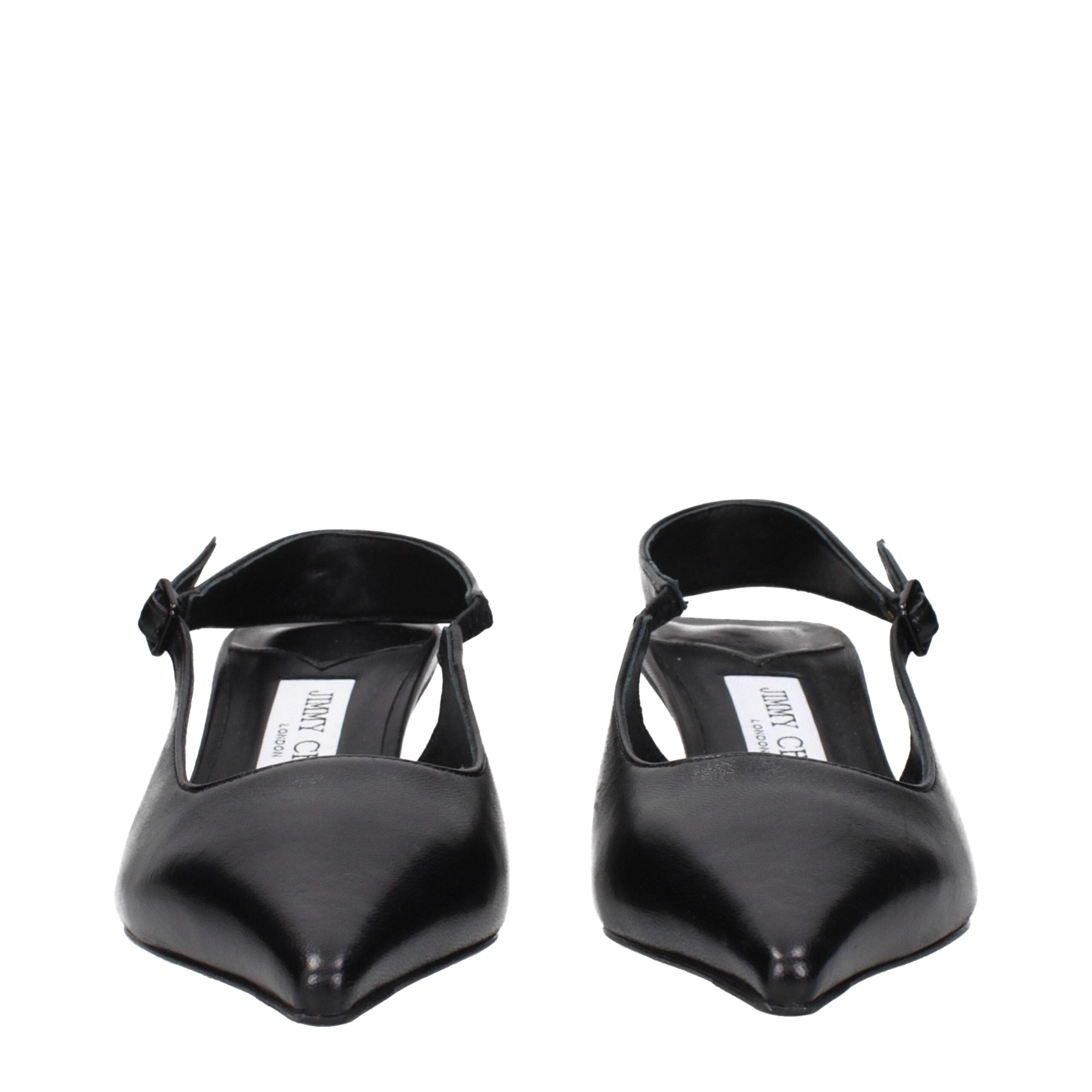 Jimmy Choo Black Leather Flat Sandals LUNESCAPE