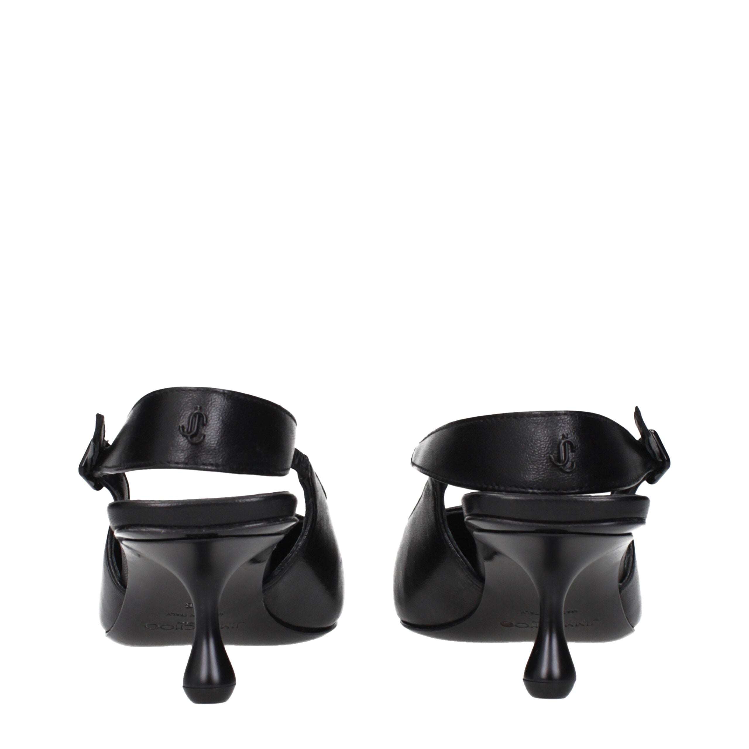 Jimmy Choo Black Leather Flat Sandals LUNESCAPE