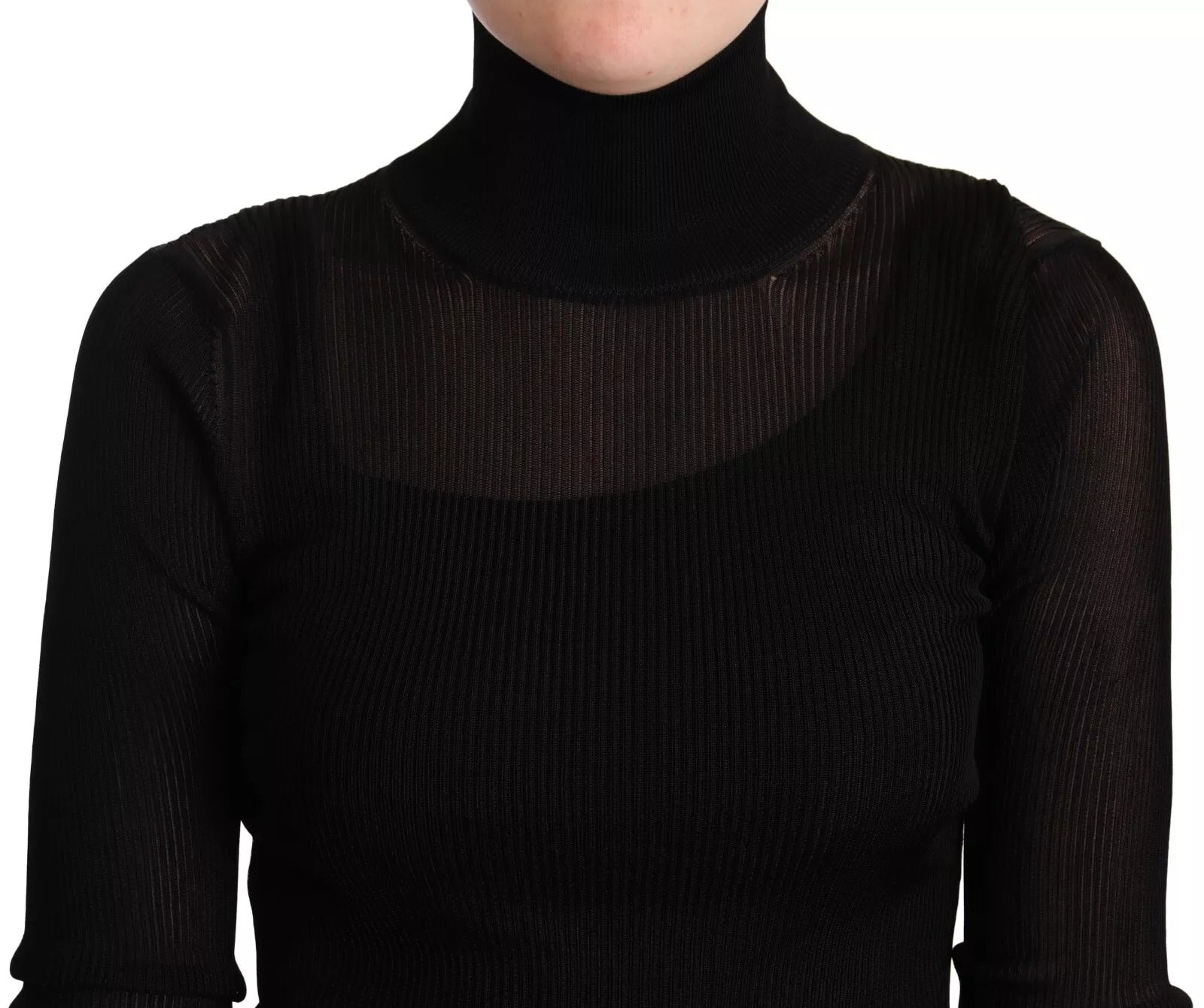 Dolce & Gabbana Black Turtleneck Form Fitting Pullover Sweater LUNESCAPE