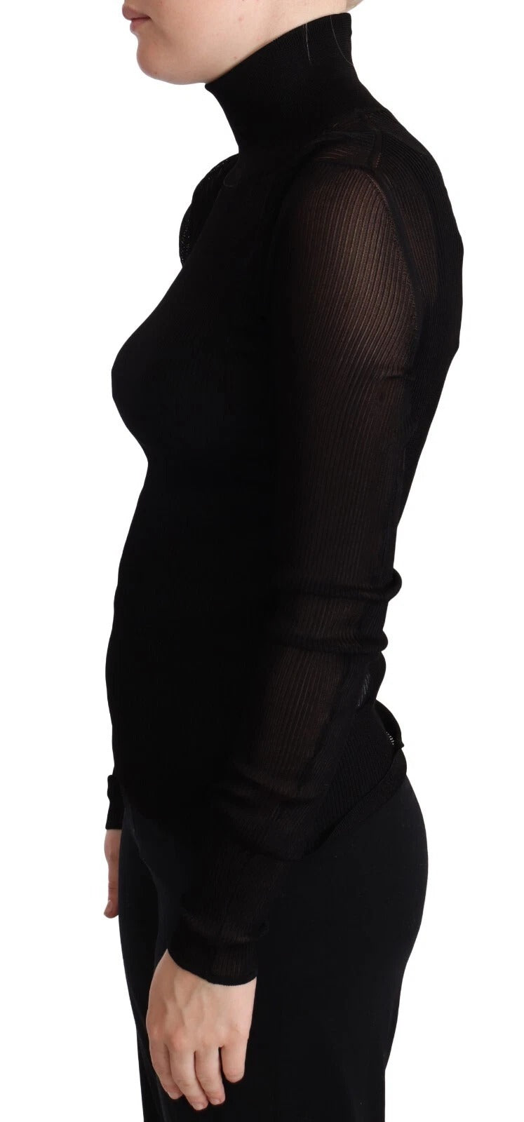 Dolce & Gabbana Black Turtleneck Form Fitting Pullover Sweater LUNESCAPE