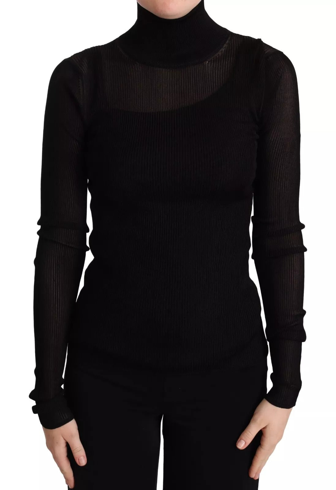 Dolce & Gabbana Black Turtleneck Form Fitting Pullover Sweater LUNESCAPE