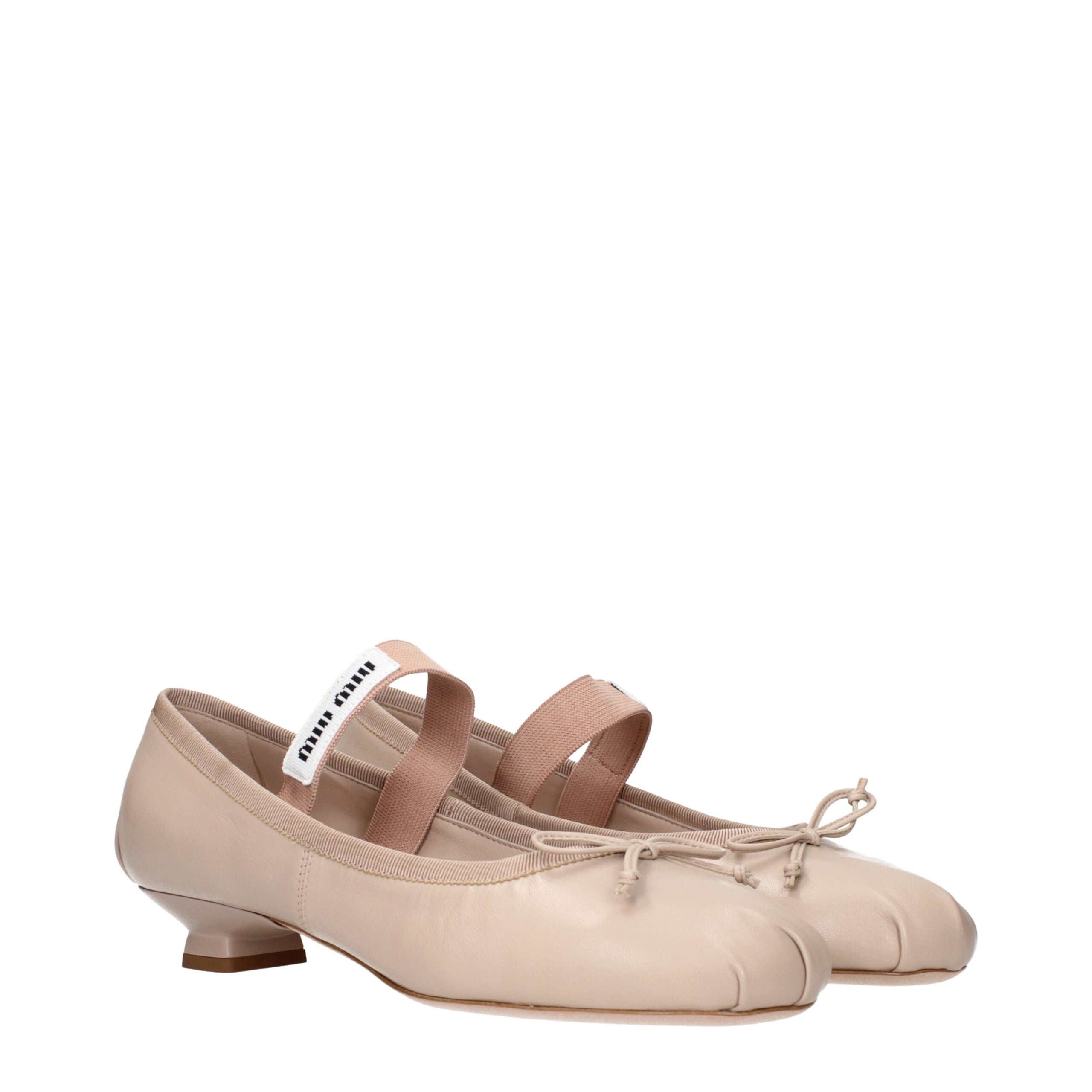 Miu Miu Pink Leather Ballet Flats LUNESCAPE