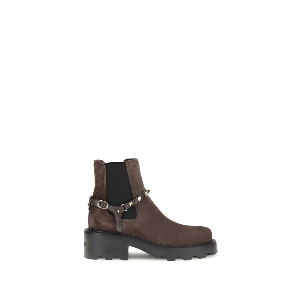 Valentino Garavani Brown Calf Leather Bos Taurus Chelsea Boots LUNESCAPE