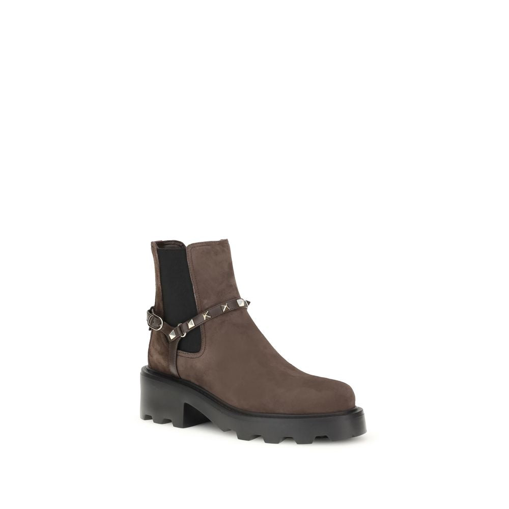 Valentino Garavani Brown Calf Leather Bos Taurus Chelsea Boots LUNESCAPE