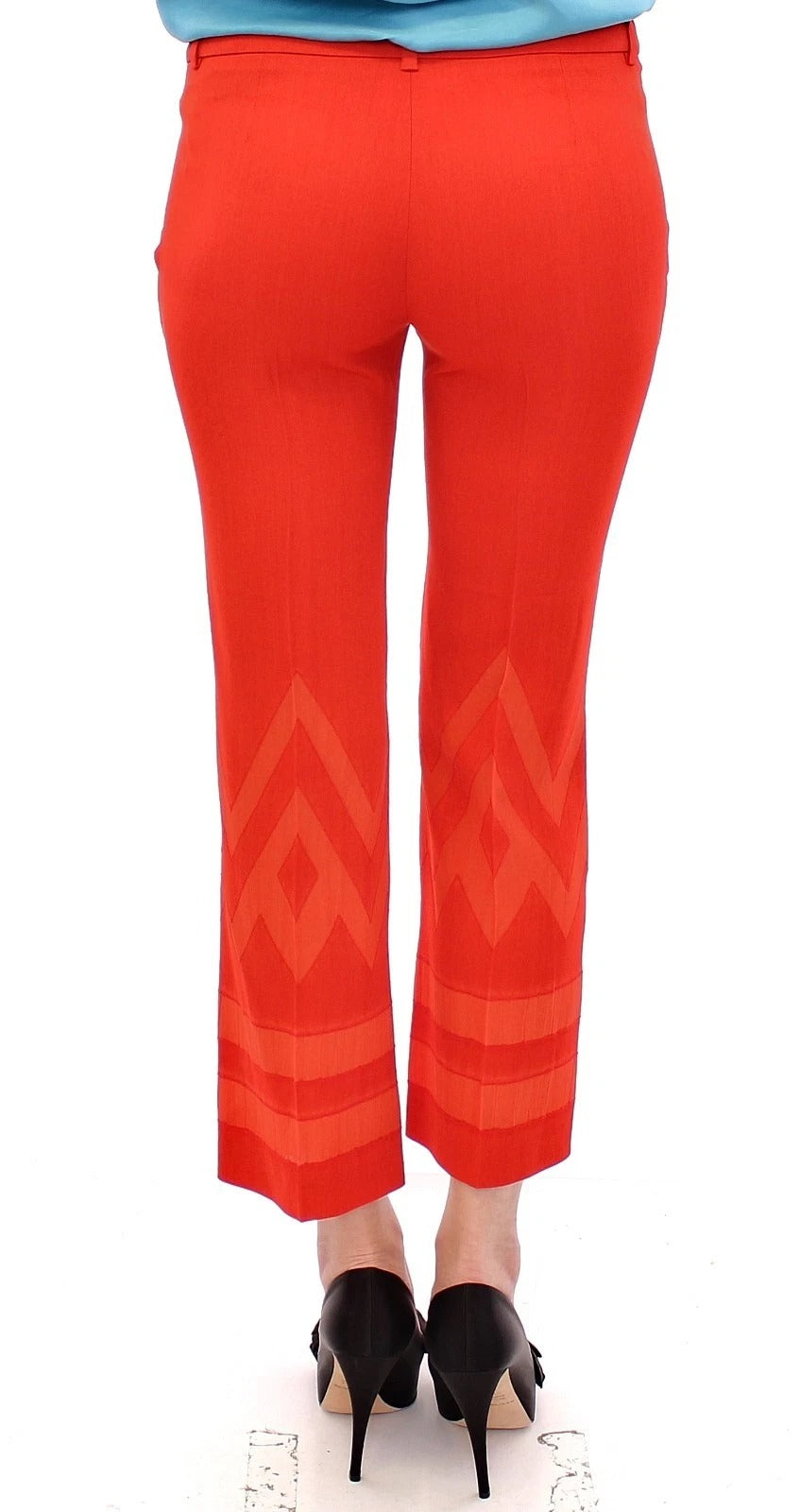 Versace Collection Red Pants Cropped 3/4 Short Nude Capri Pants