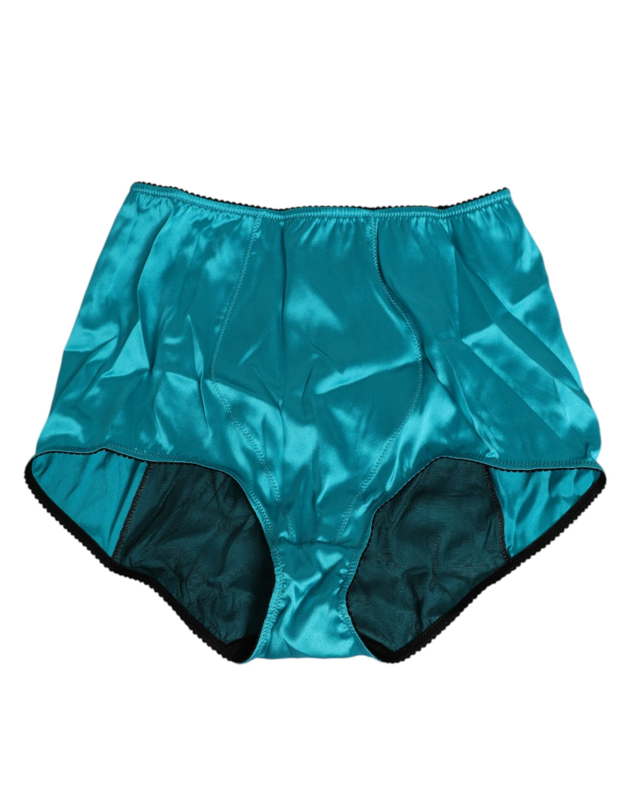 Dolce & Gabbana Aqua Green Satin High-Waist Briefs Underwear LUNESCAPE