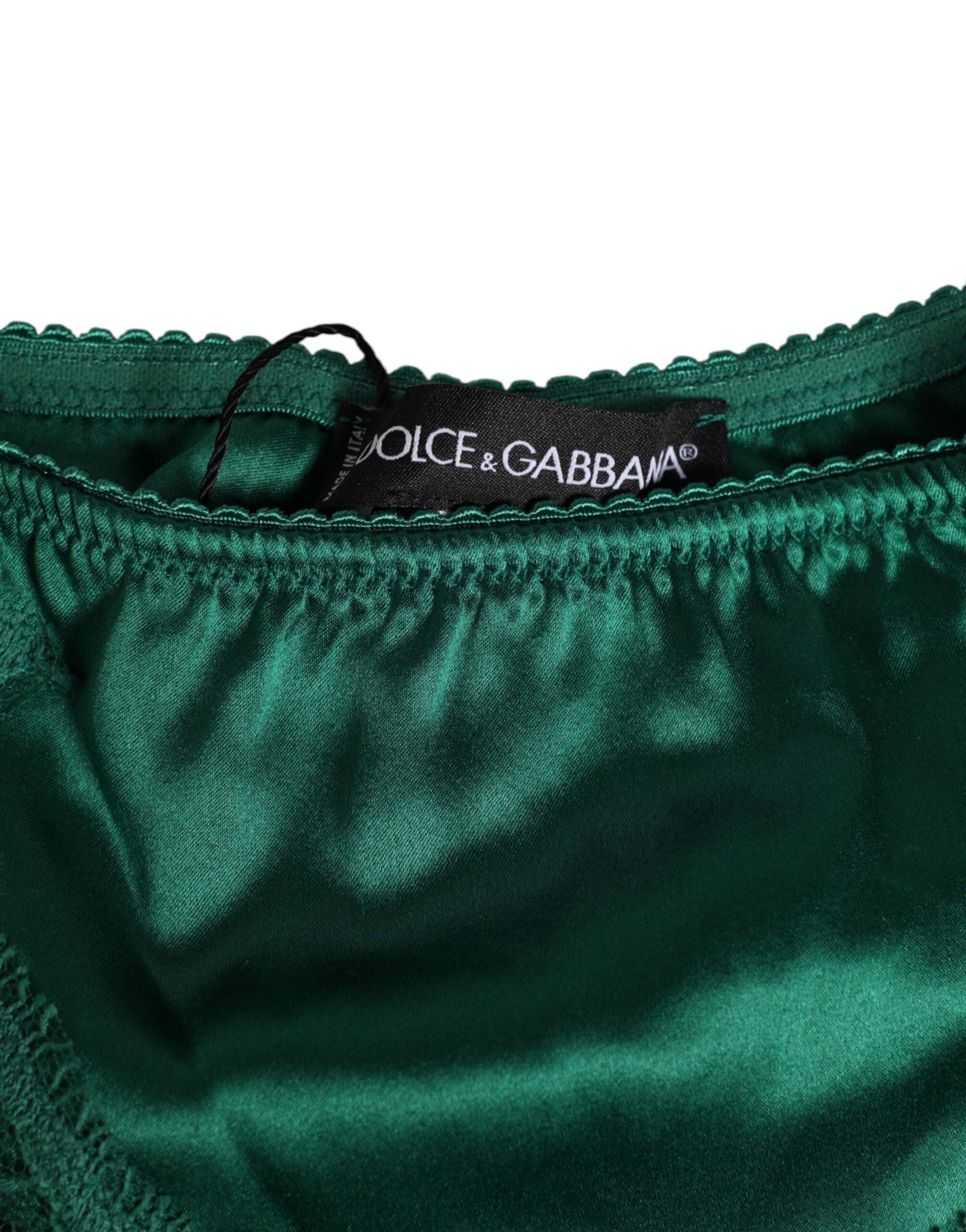 Dolce & Gabbana Green Satin Lace Briefs Women Underwear LUNESCAPE