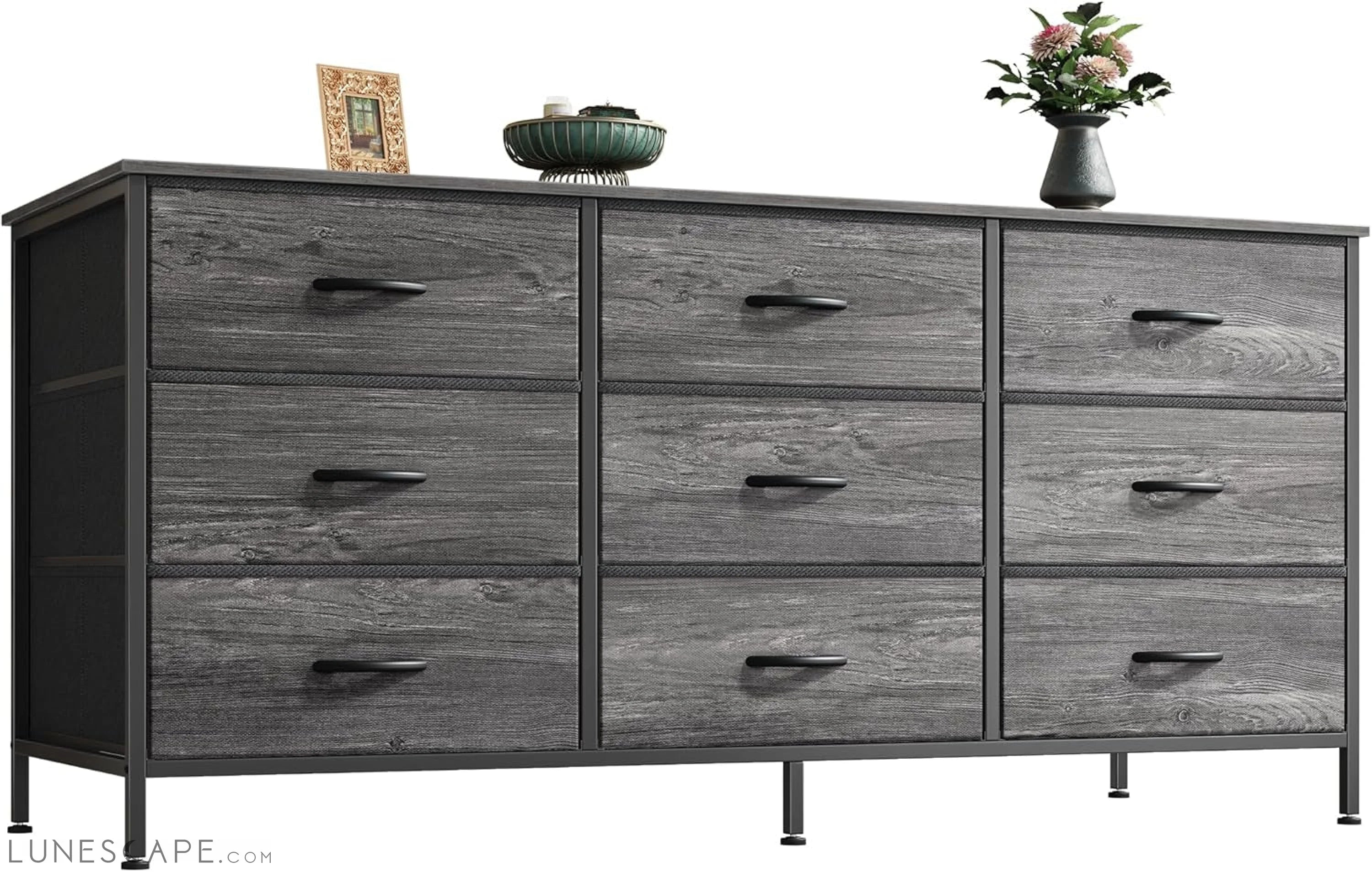 9 Drawer Dresser, 47 Inch Dresser TV Stand for 50, 55 Inch TV, LUNESCAPE